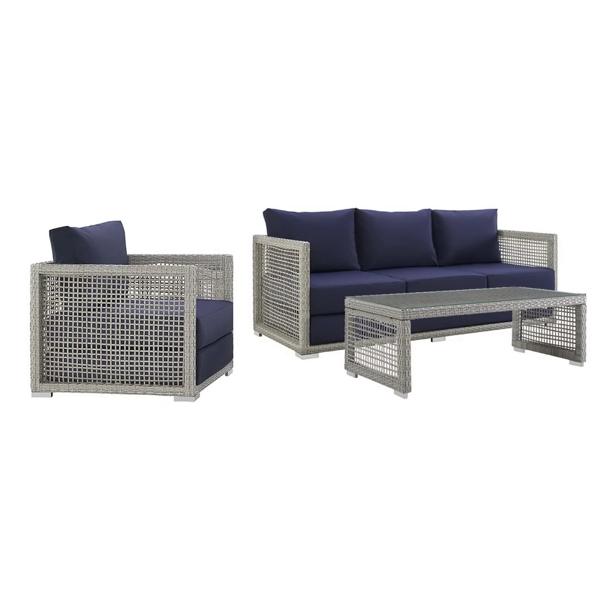 Aura 3 Piece Outdoor Patio Wicker Rattan Set by Modway - Image 20