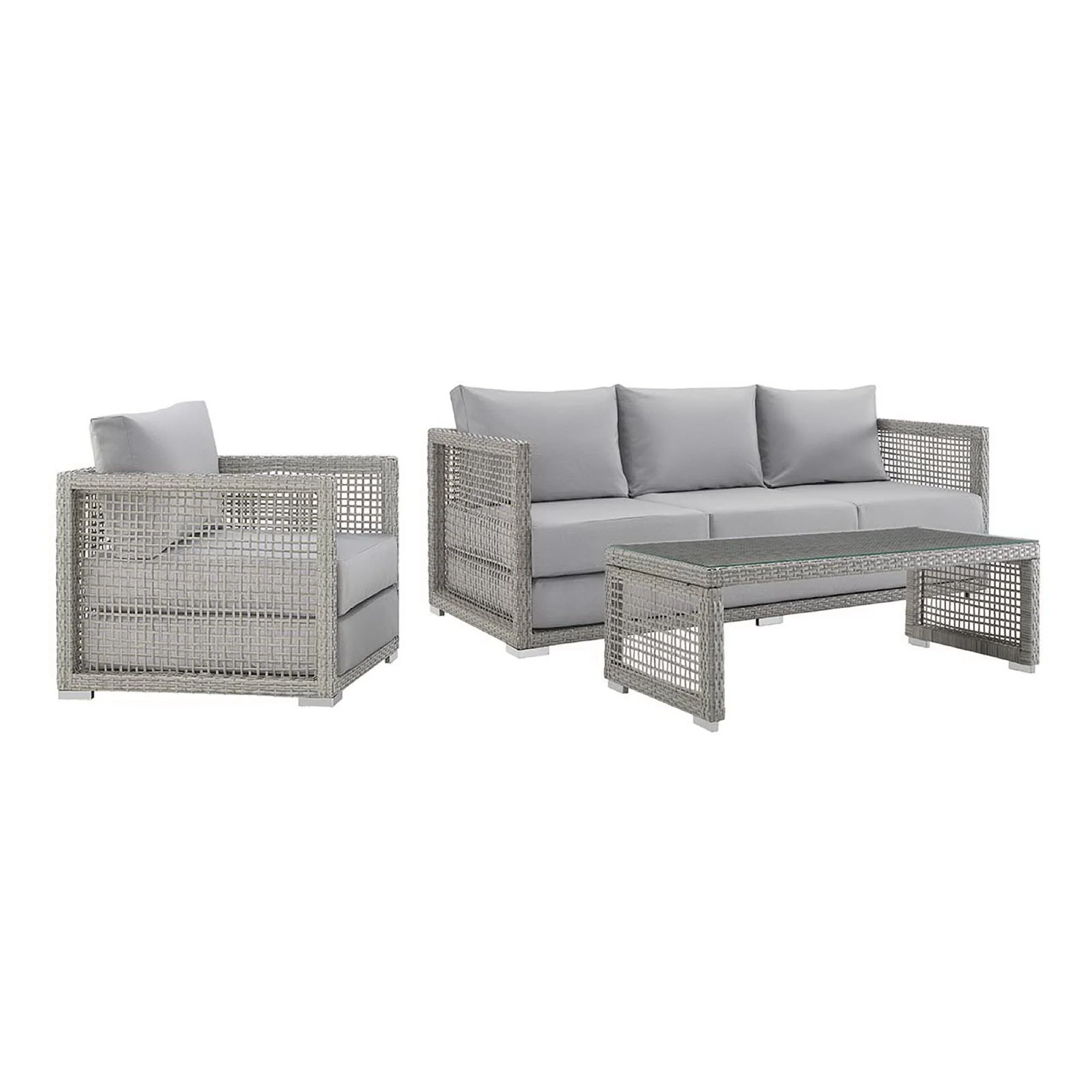 Aura 3 Piece Outdoor Patio Wicker Rattan Set by Modway - Image 21