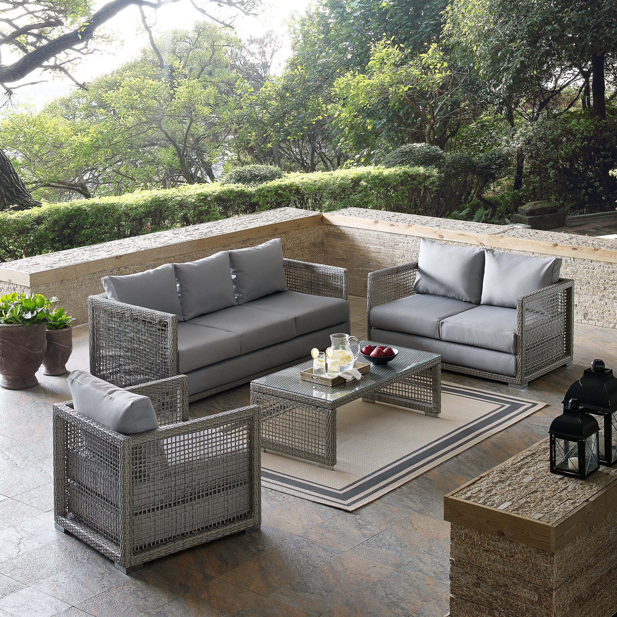Aura 4 Piece Outdoor Patio Wicker Rattan Set by Modway - Image 12