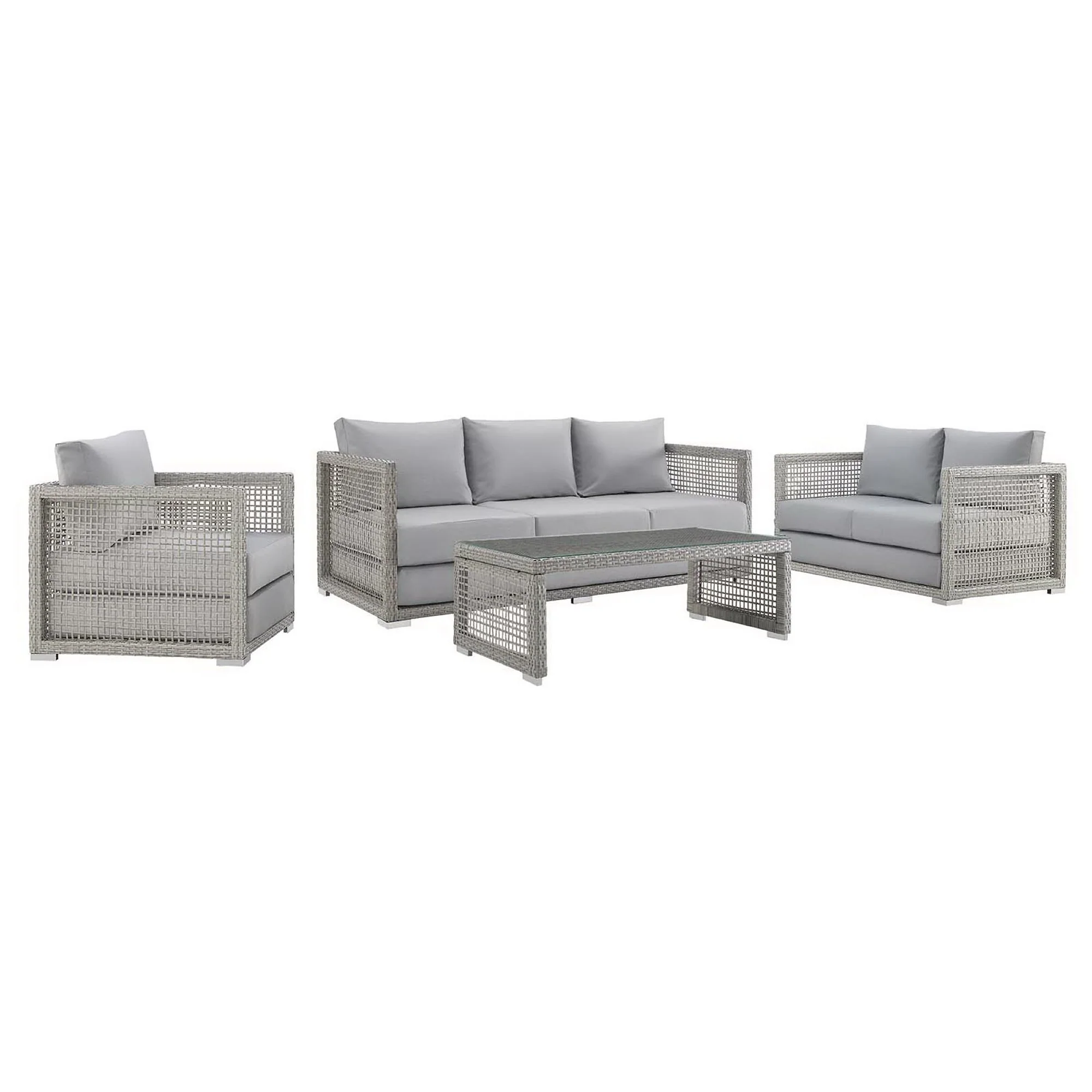 Aura 4 Piece Outdoor Patio Wicker Rattan Set by Modway - Image 14