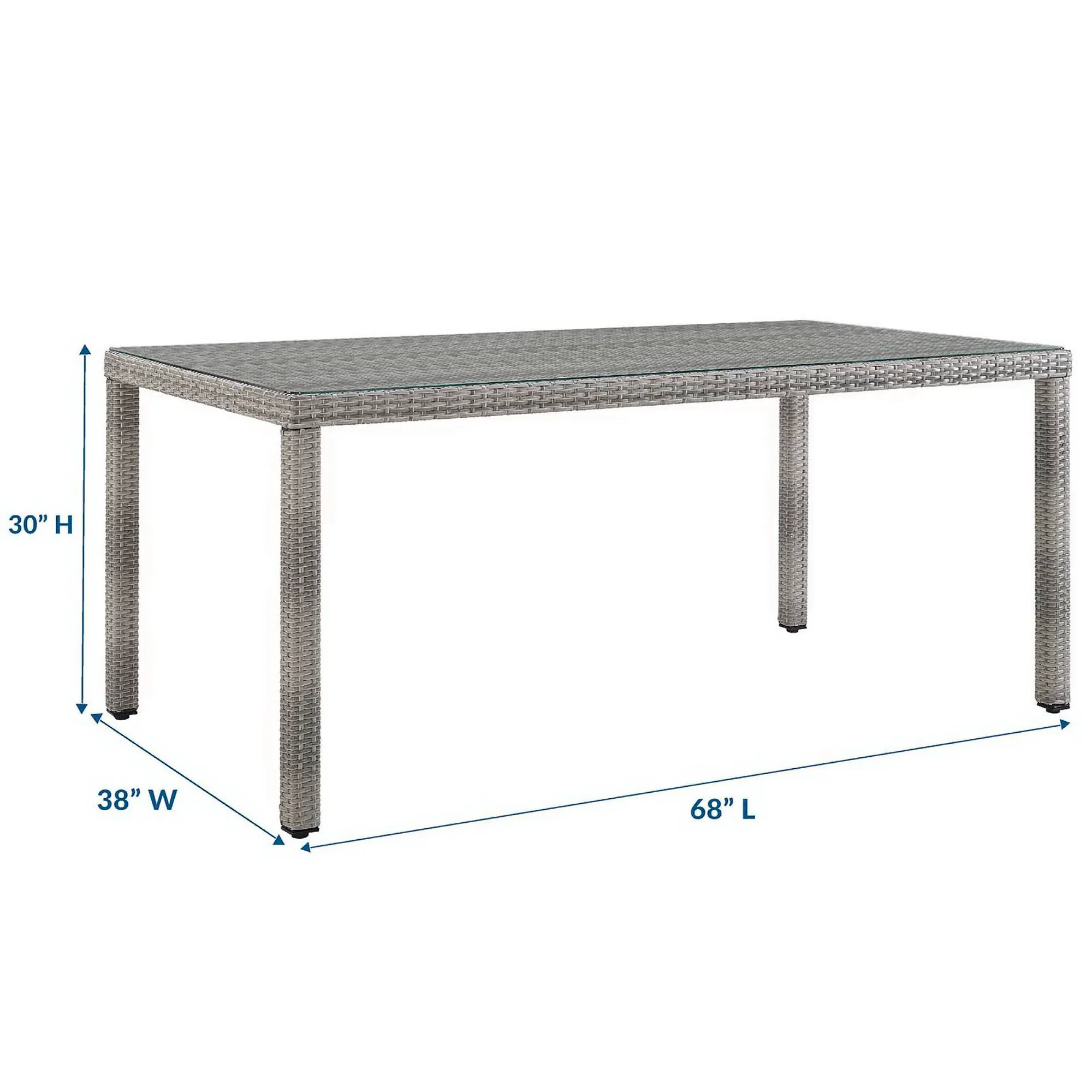 Aura 68" Outdoor Patio Wicker Rattan Dining Table by Modway - Image 2