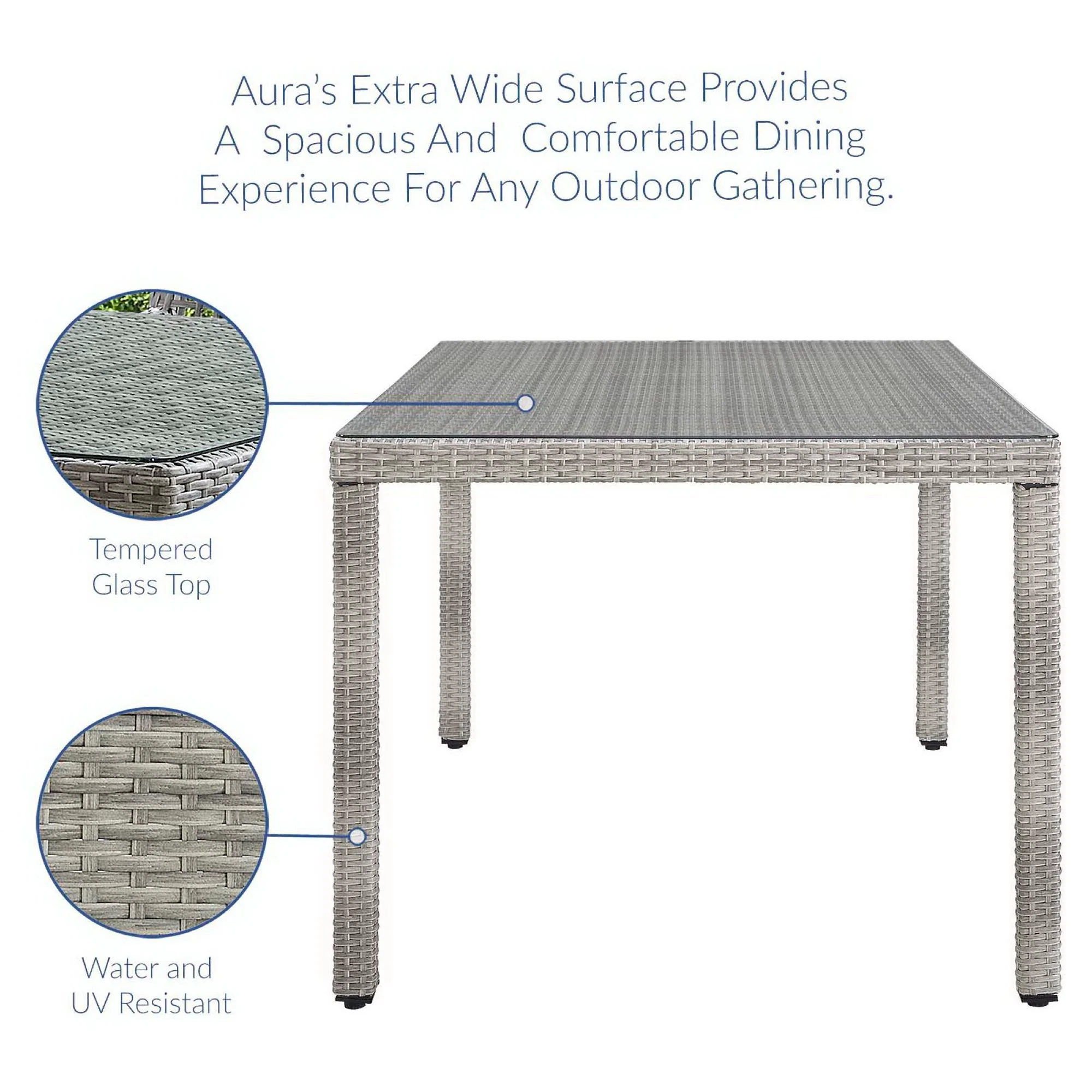 Aura 68" Outdoor Patio Wicker Rattan Dining Table by Modway - Image 3