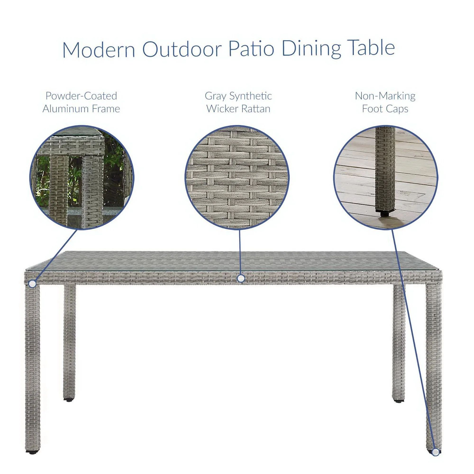 Aura 68" Outdoor Patio Wicker Rattan Dining Table by Modway - Image 4
