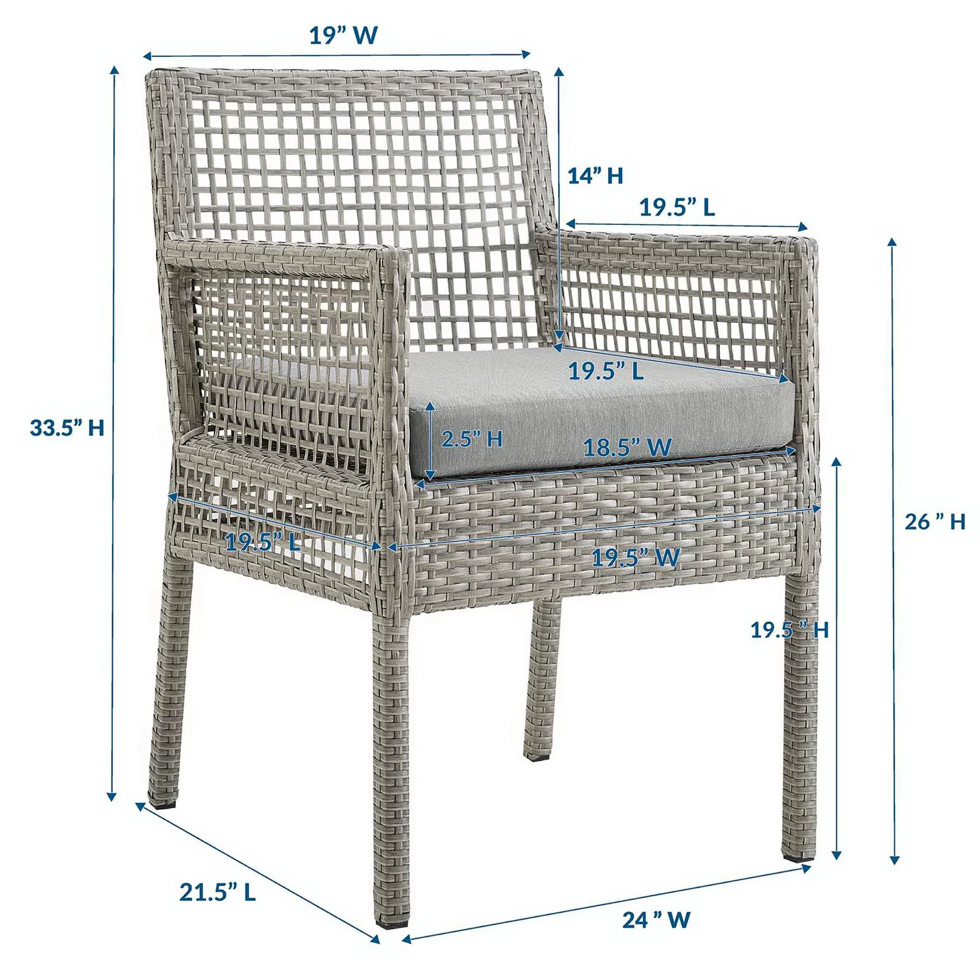 Aura Outdoor Patio Wicker Rattan Dining Armchair by Modway - Image 15