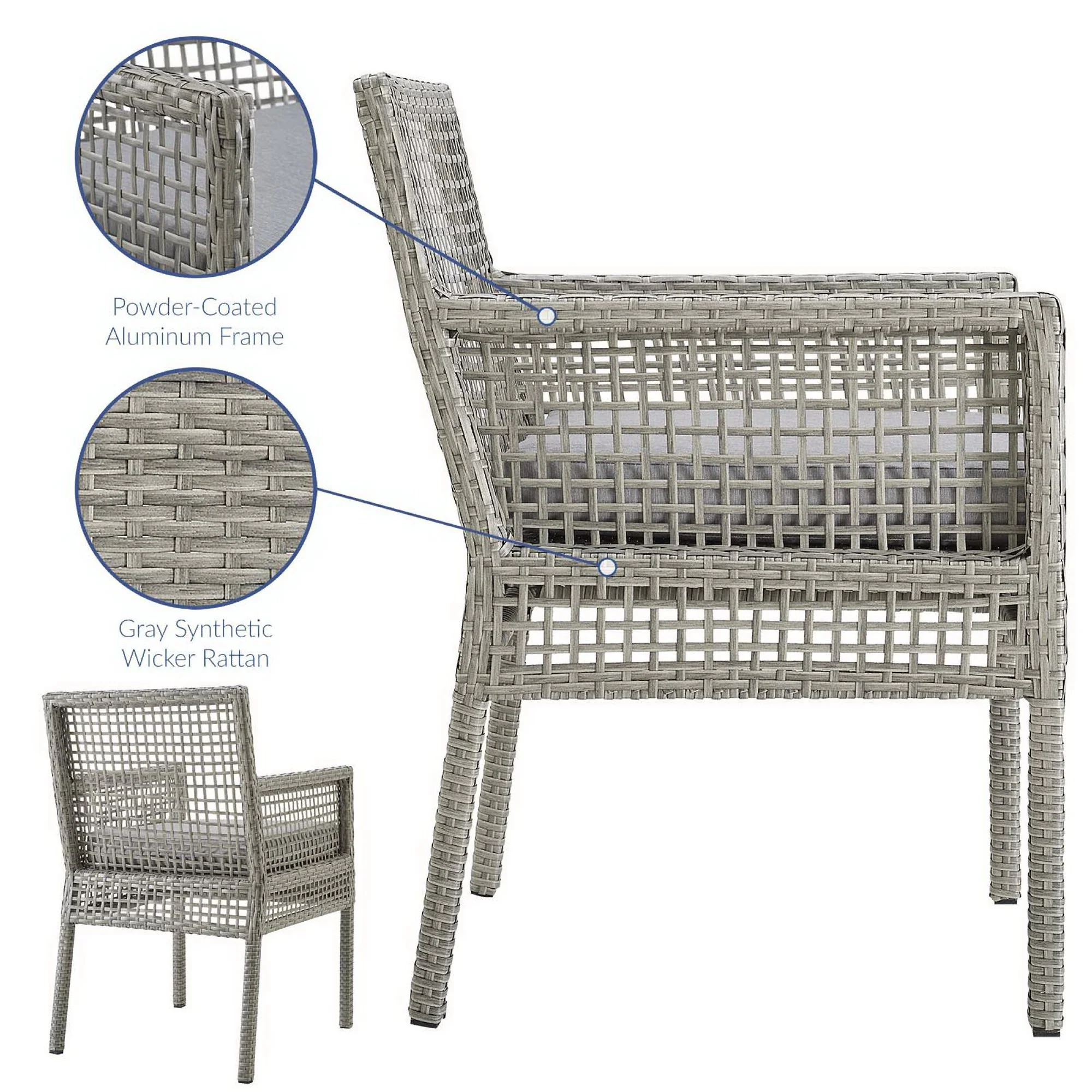 Aura Outdoor Patio Wicker Rattan Dining Armchair by Modway - Image 17