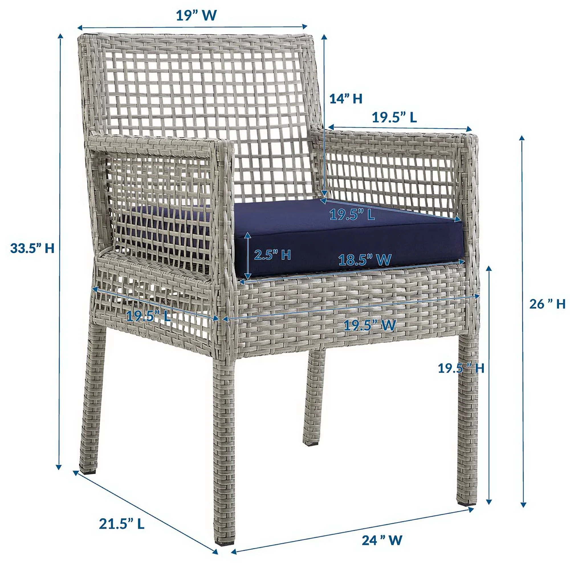 Aura Outdoor Patio Wicker Rattan Dining Armchair by Modway - Image 18