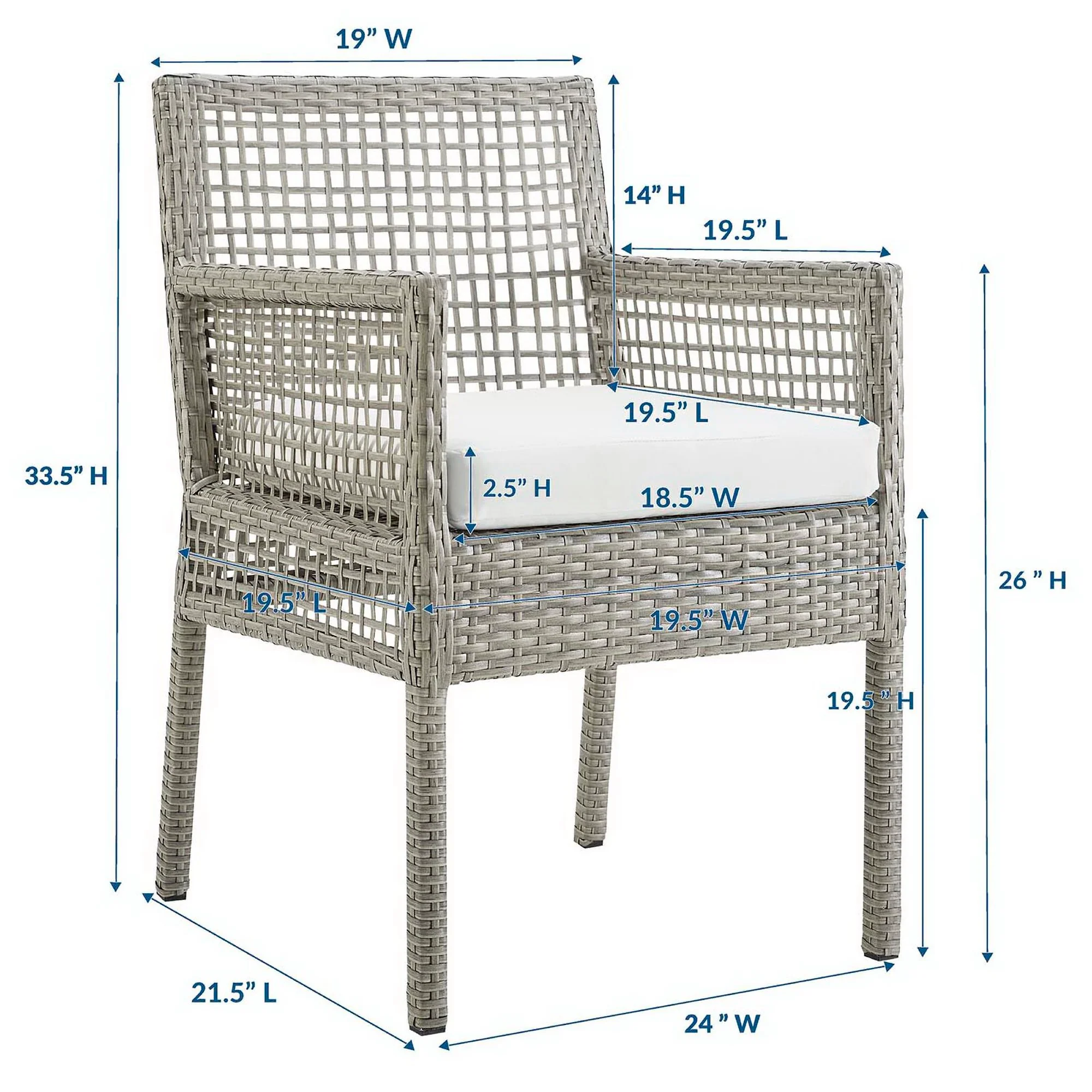 Aura Outdoor Patio Wicker Rattan Dining Armchair by Modway - Image 2