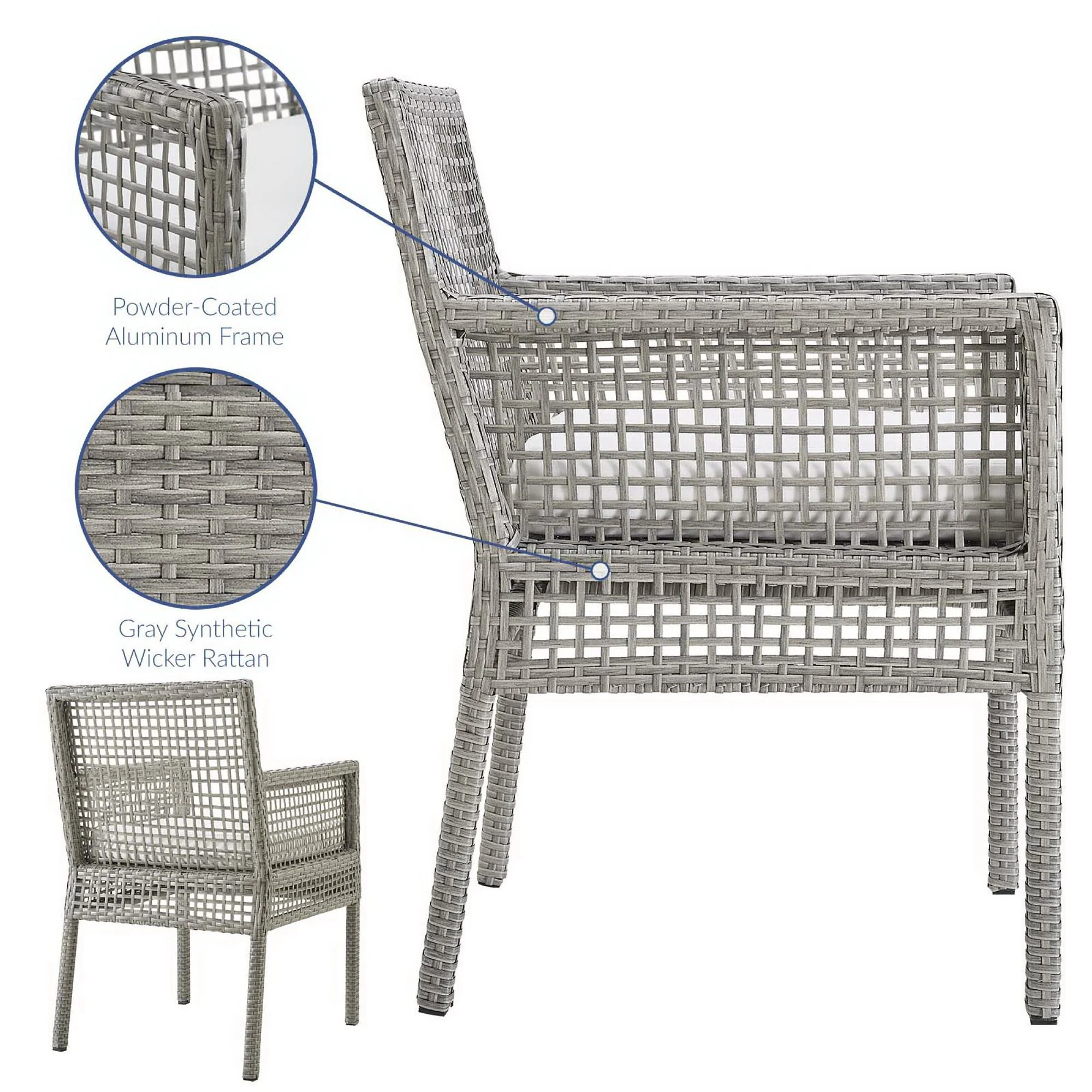 Aura Outdoor Patio Wicker Rattan Dining Armchair by Modway - Image 3