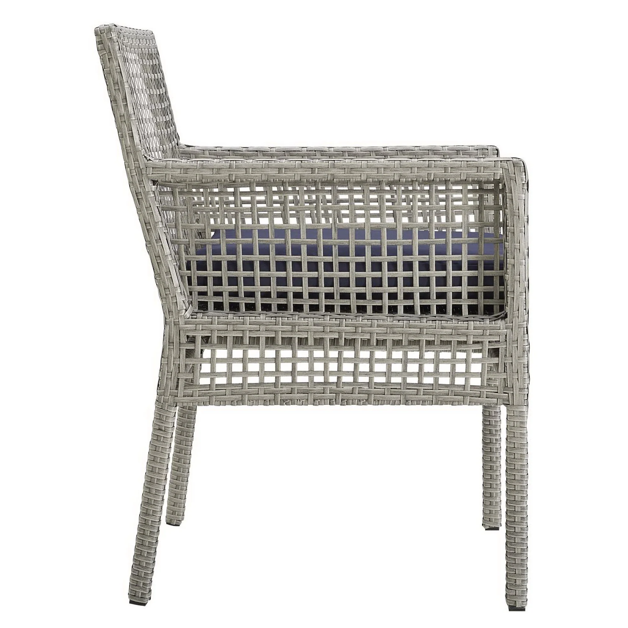 Aura Outdoor Patio Wicker Rattan Dining Armchair Set of 2 - Image 11