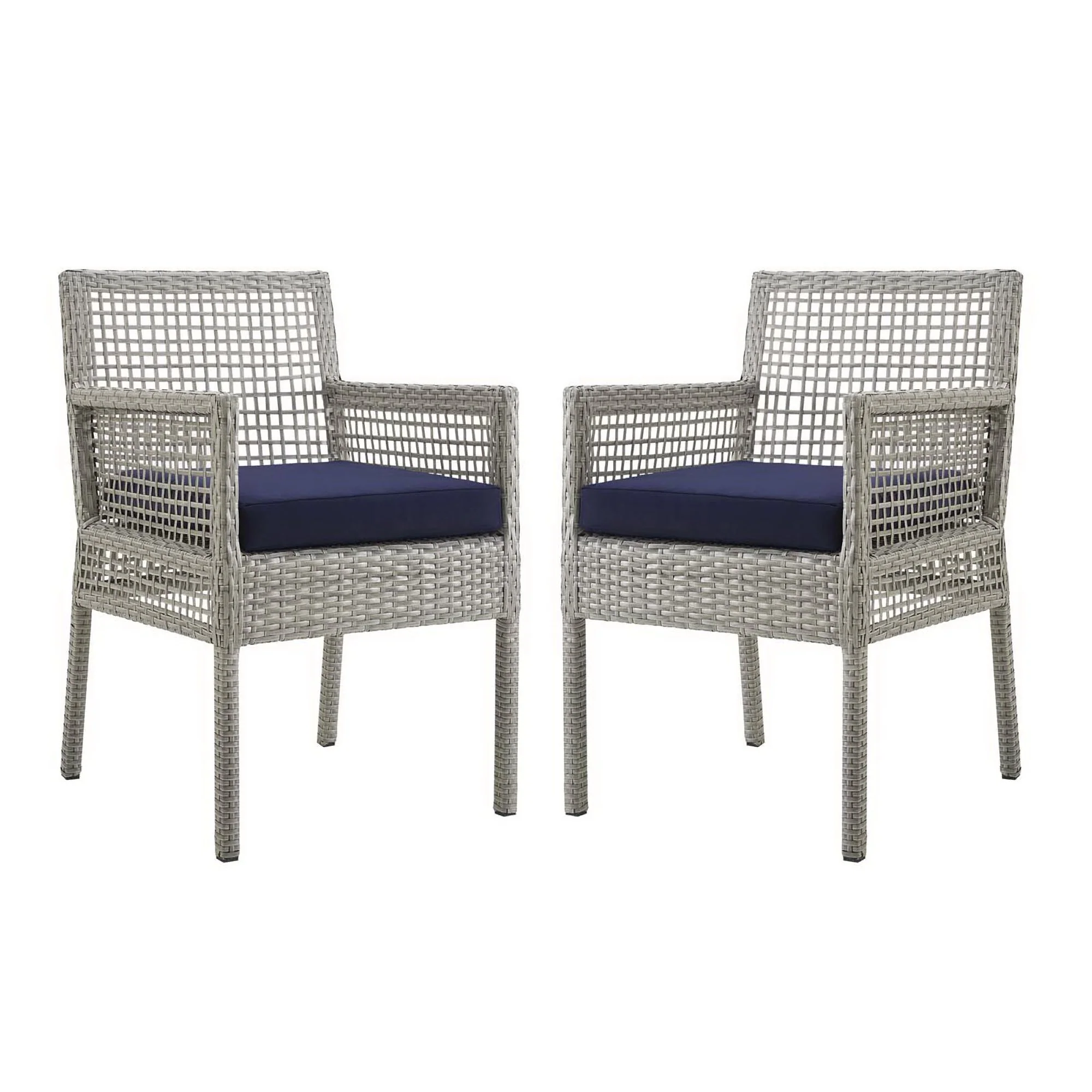Aura Outdoor Patio Wicker Rattan Dining Armchair Set of 2 - Image 17