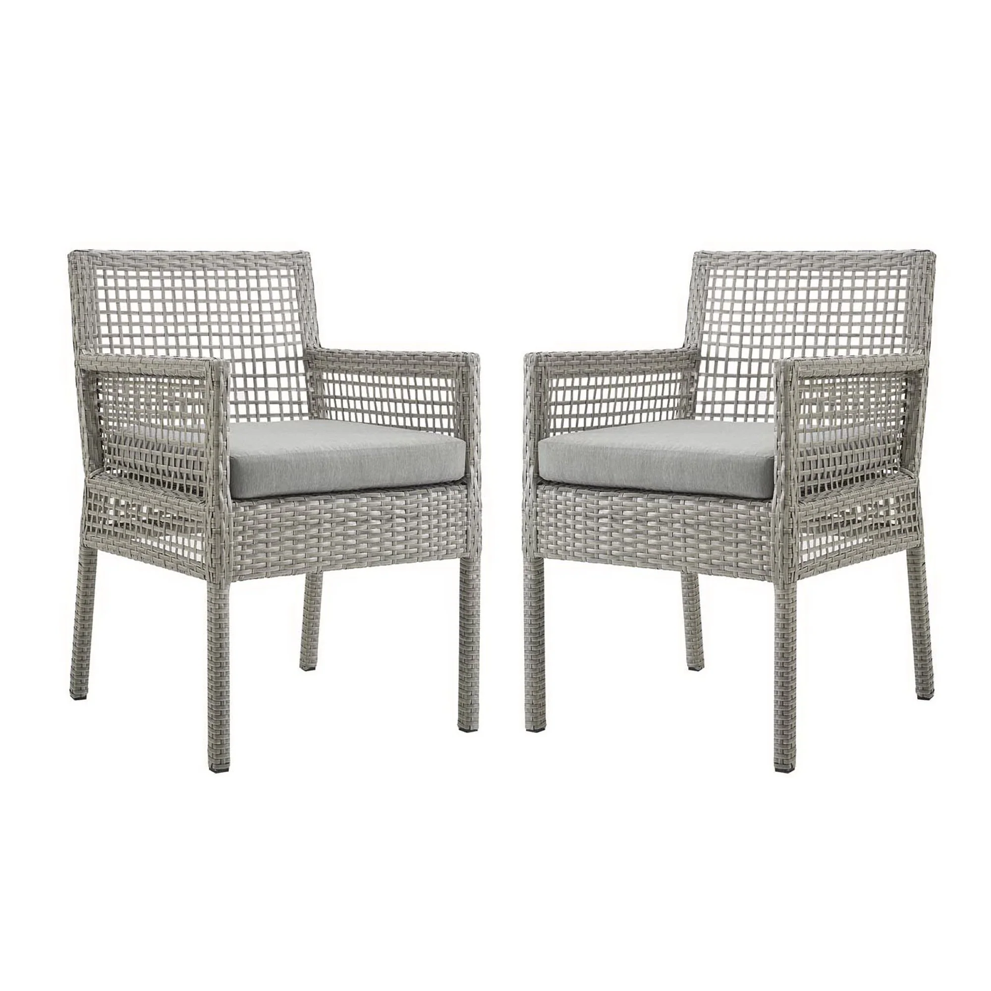 Aura Outdoor Patio Wicker Rattan Dining Armchair Set of 2 - Image 18