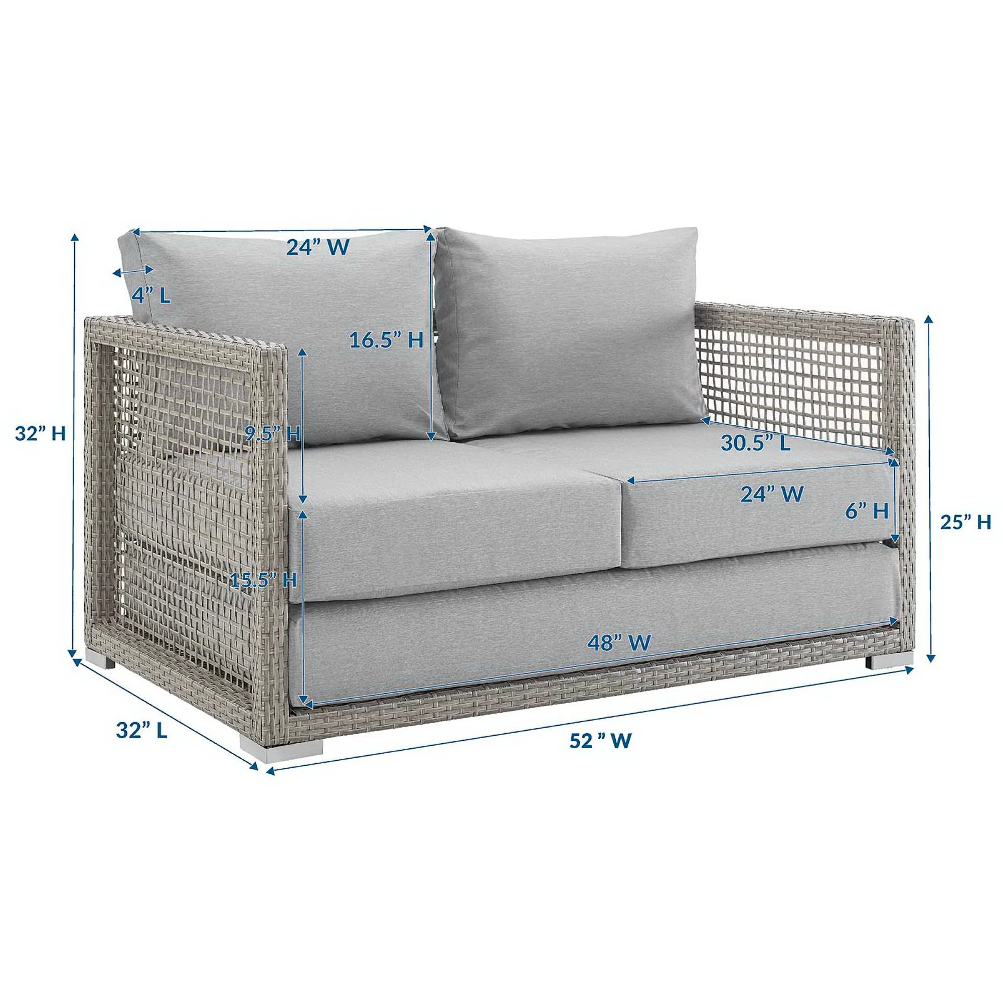 Aura Outdoor Patio Wicker Rattan Loveseat by Modway - Image 12