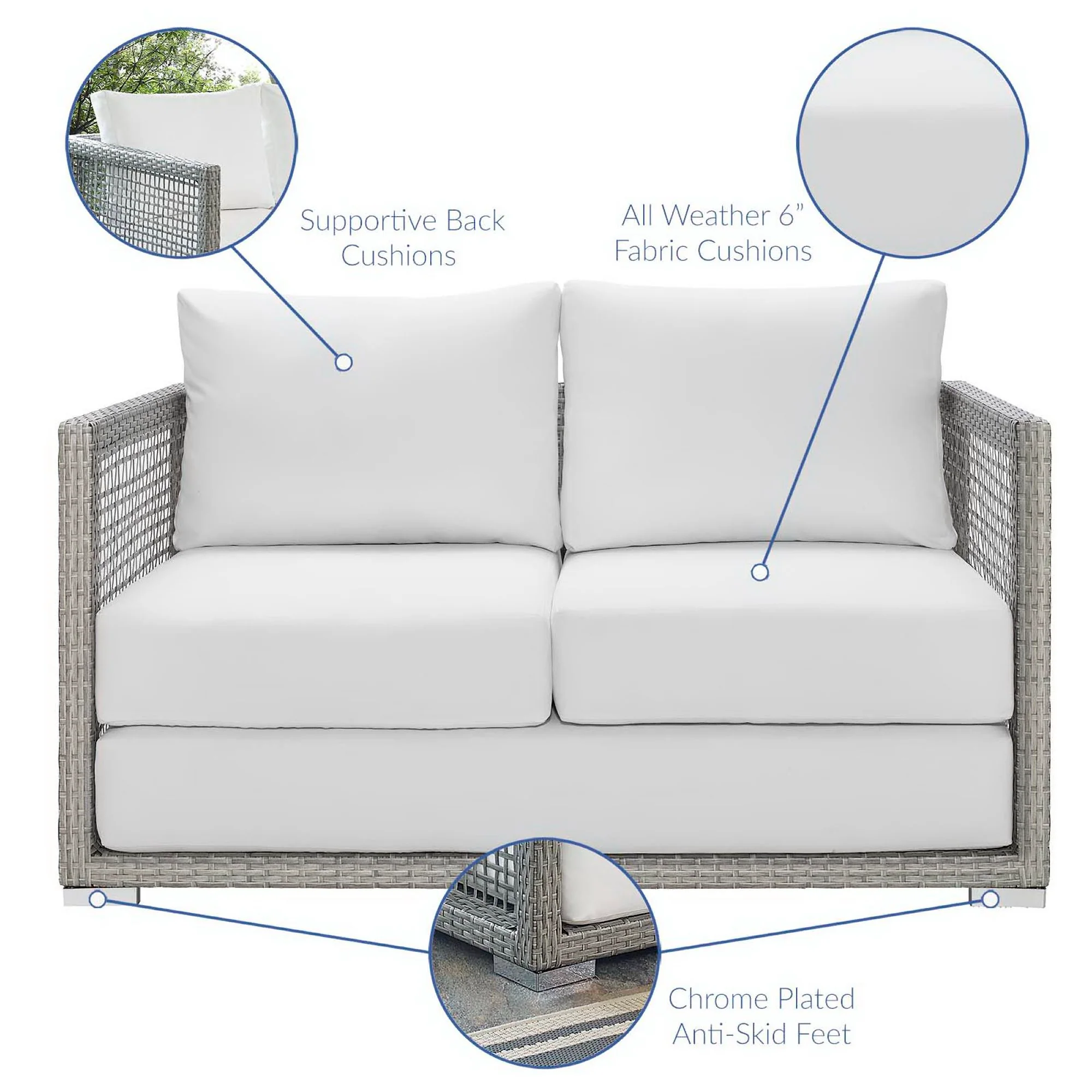 Aura Outdoor Patio Wicker Rattan Loveseat by Modway - Image 2