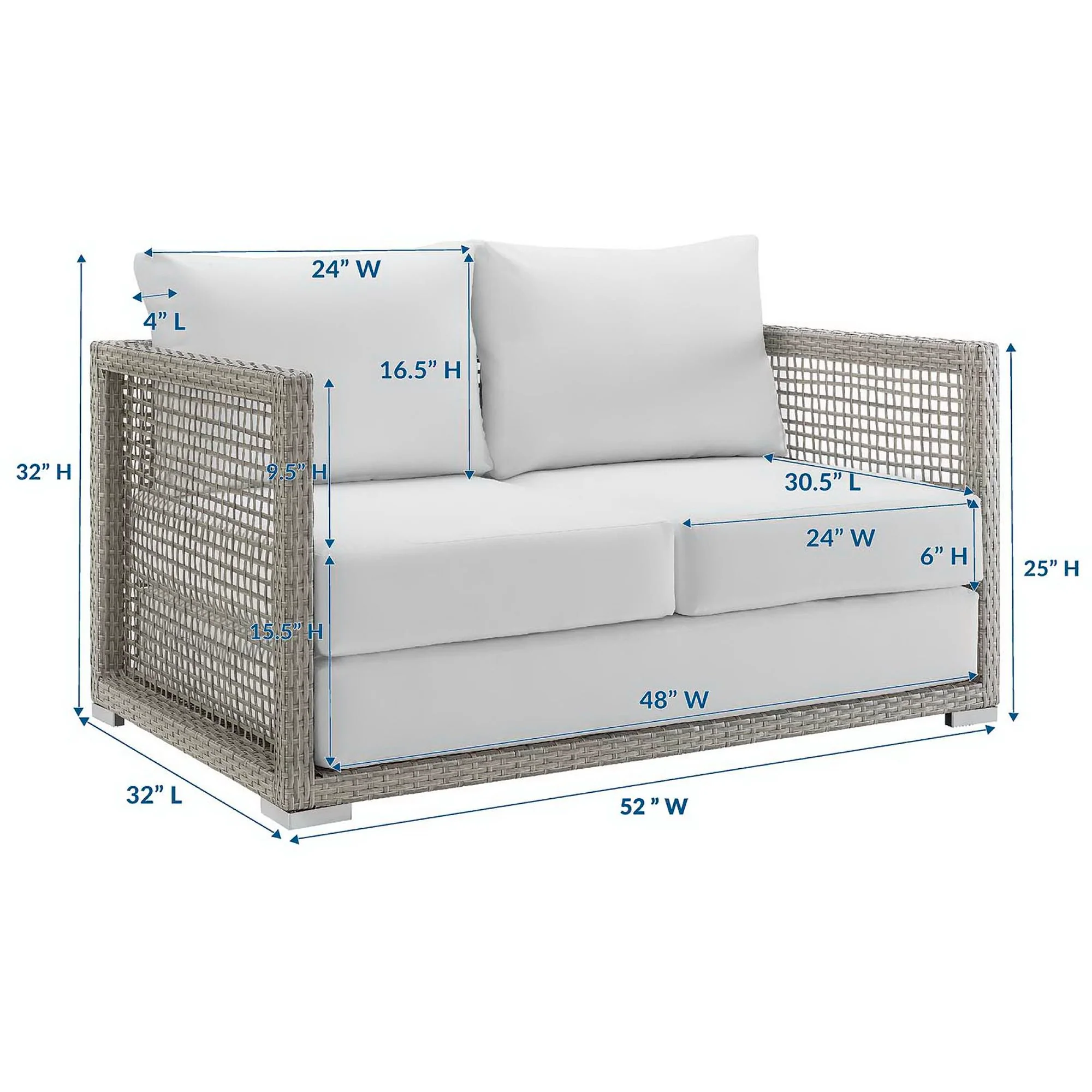 Aura Outdoor Patio Wicker Rattan Loveseat by Modway - Image 3