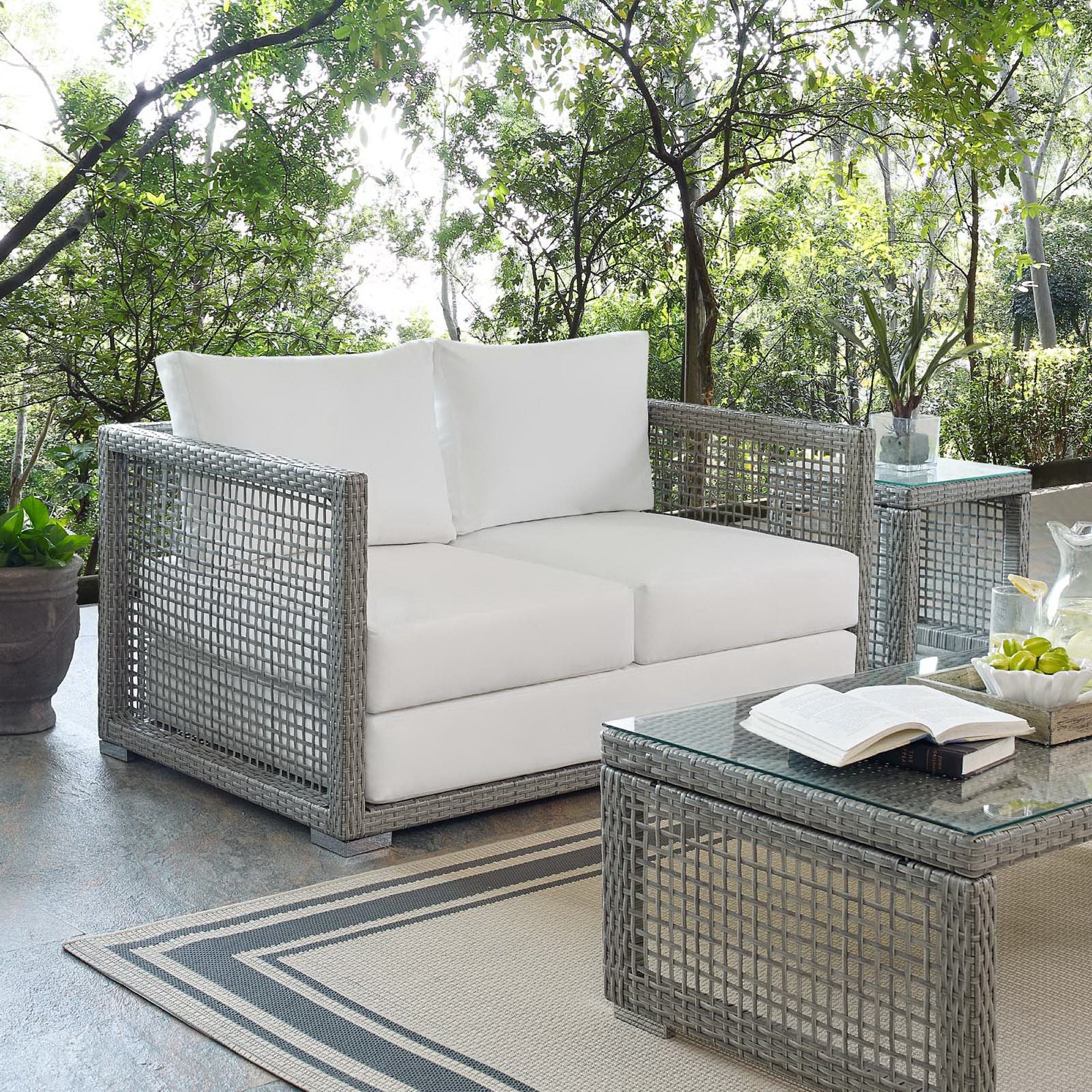 Aura Outdoor Patio Wicker Rattan Loveseat by Modway - Image 7