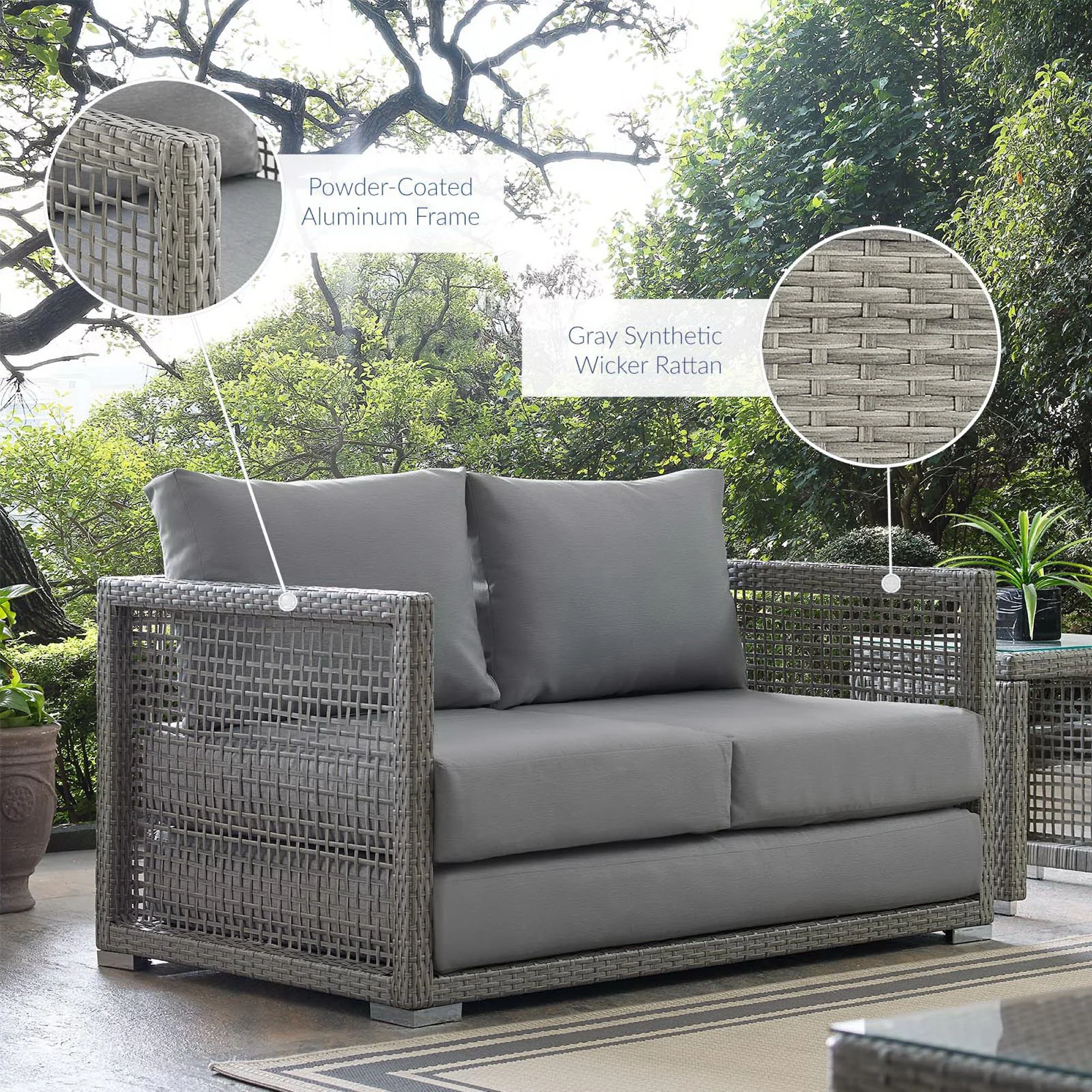 Aura Outdoor Patio Wicker Rattan Loveseat by Modway - Image 8