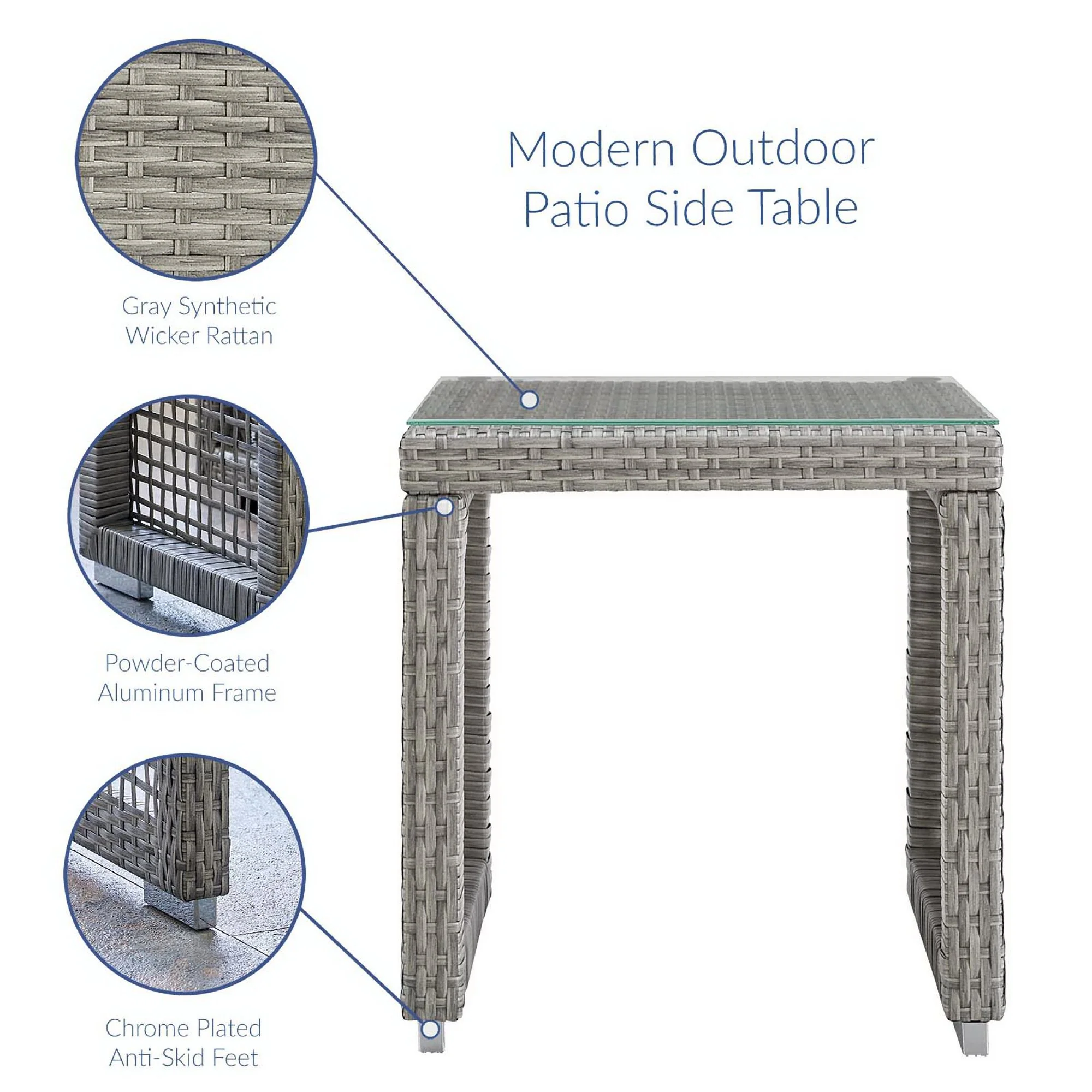 Aura Outdoor Patio Wicker Rattan Side Table by Modway - Image 3