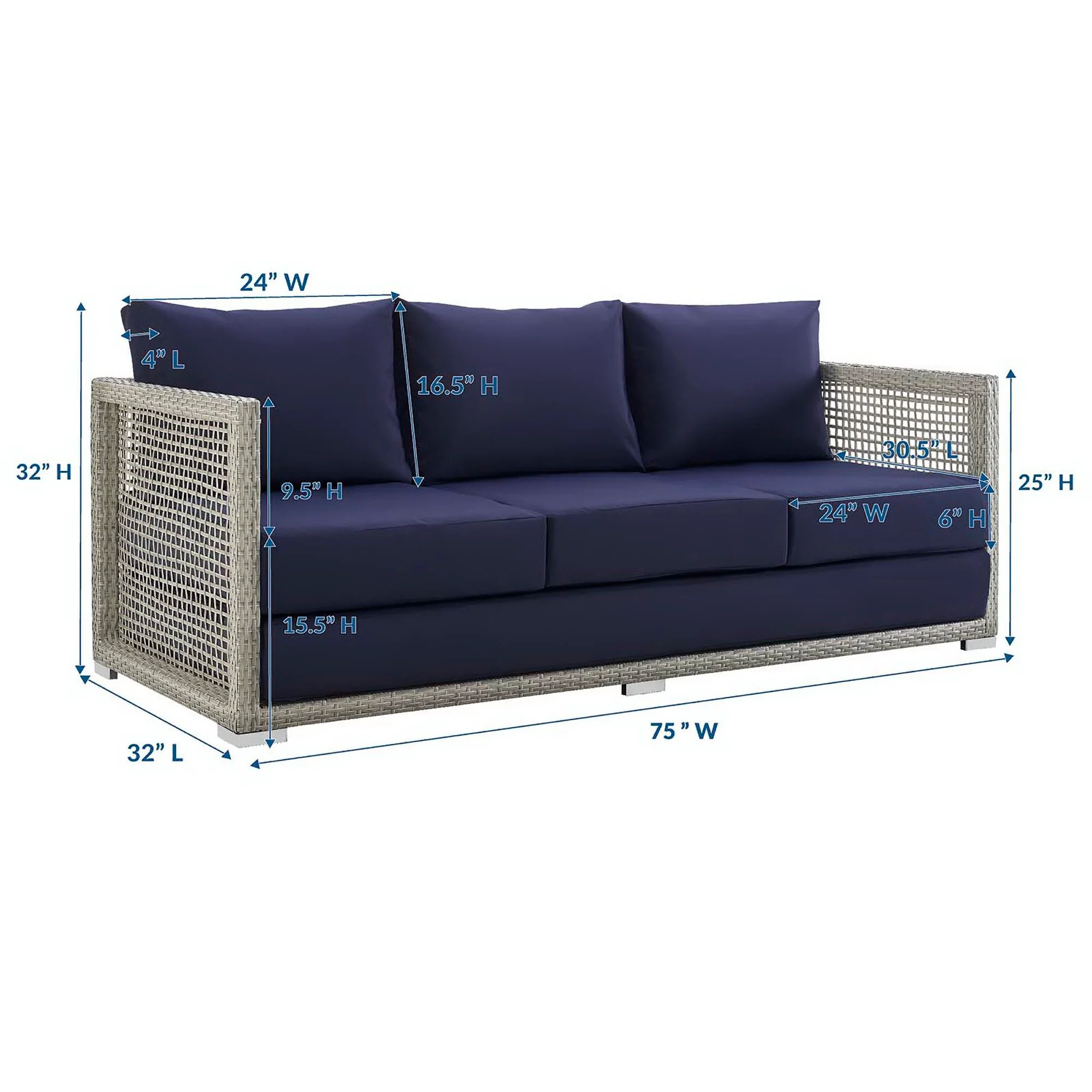 Aura Outdoor Patio Wicker Rattan Sofa by Modway - Image 18