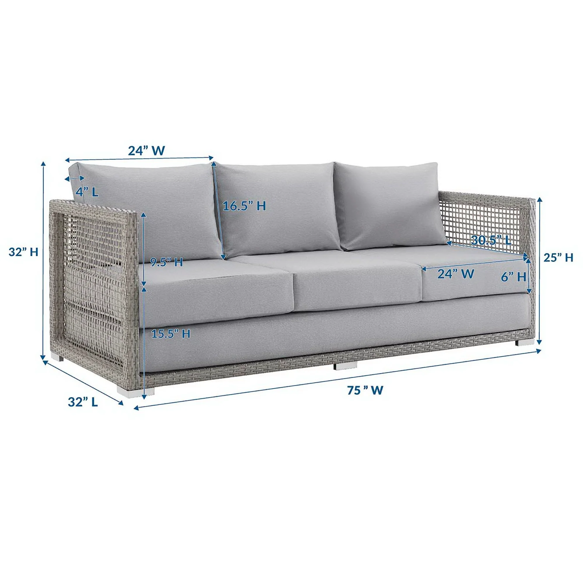 Aura Outdoor Patio Wicker Rattan Sofa by Modway - Image 19
