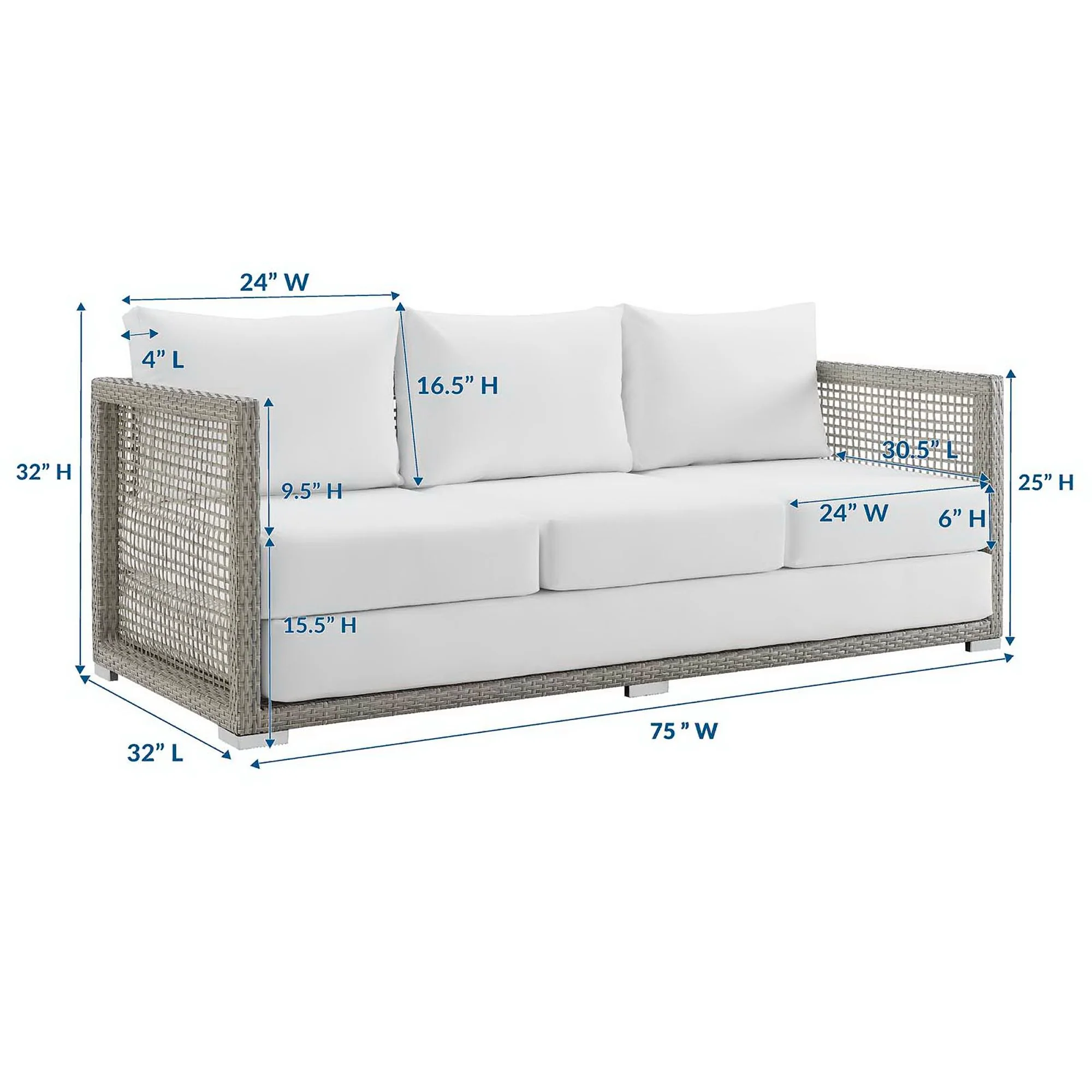Aura Outdoor Patio Wicker Rattan Sofa by Modway - Image 3