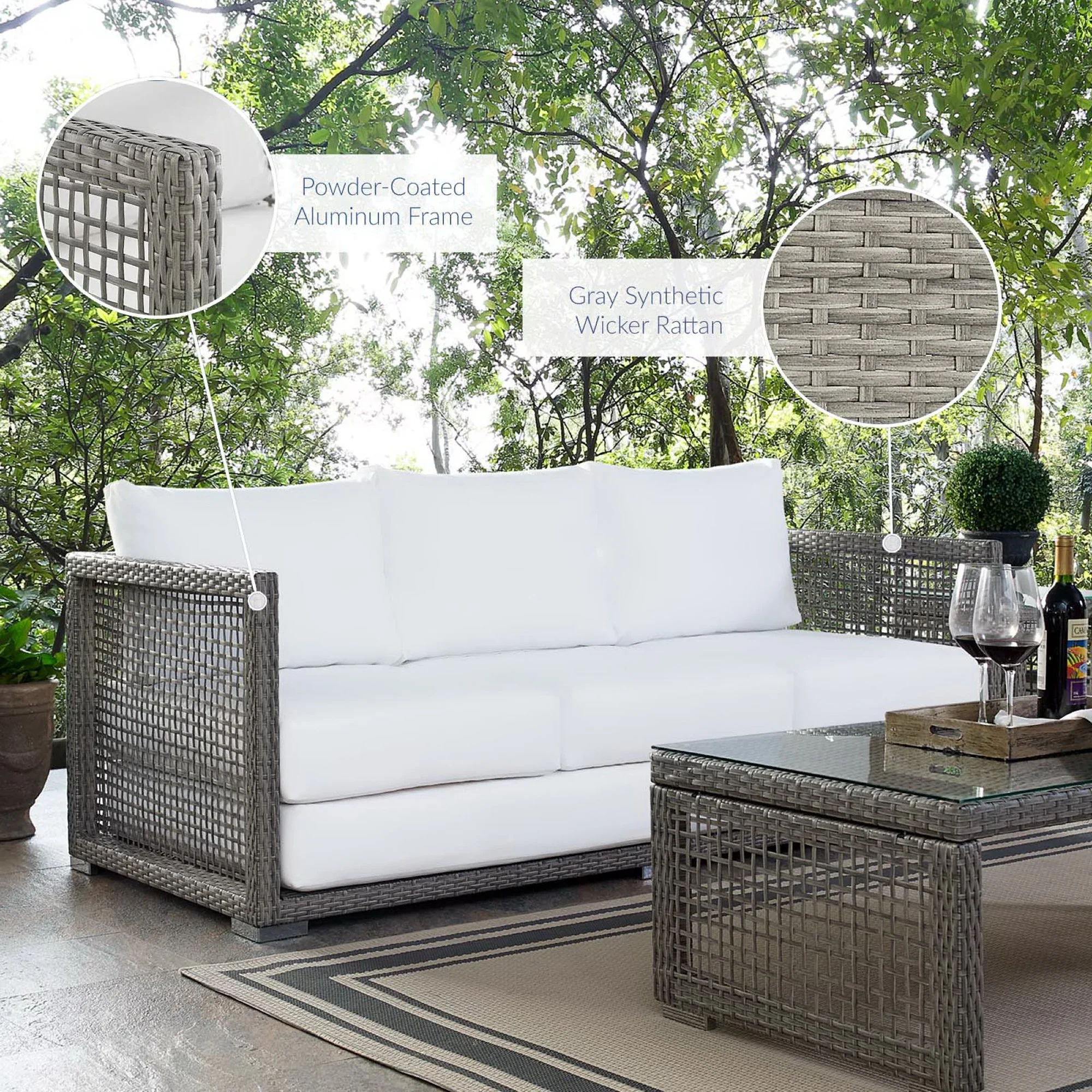 Aura Outdoor Patio Wicker Rattan Sofa by Modway - Image 7