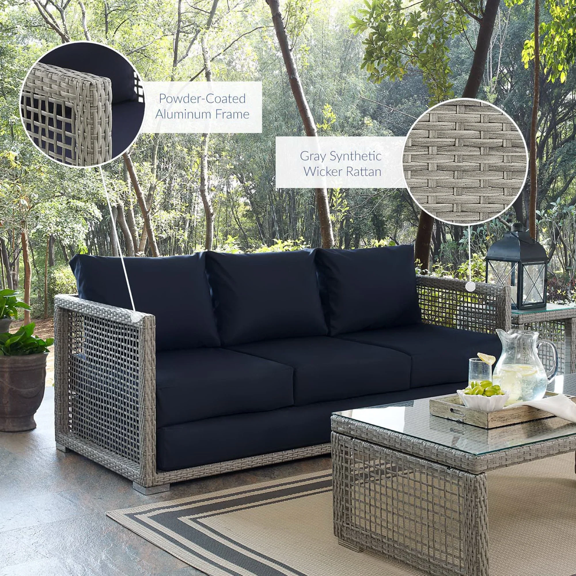 Aura Outdoor Patio Wicker Rattan Sofa by Modway - Image 8