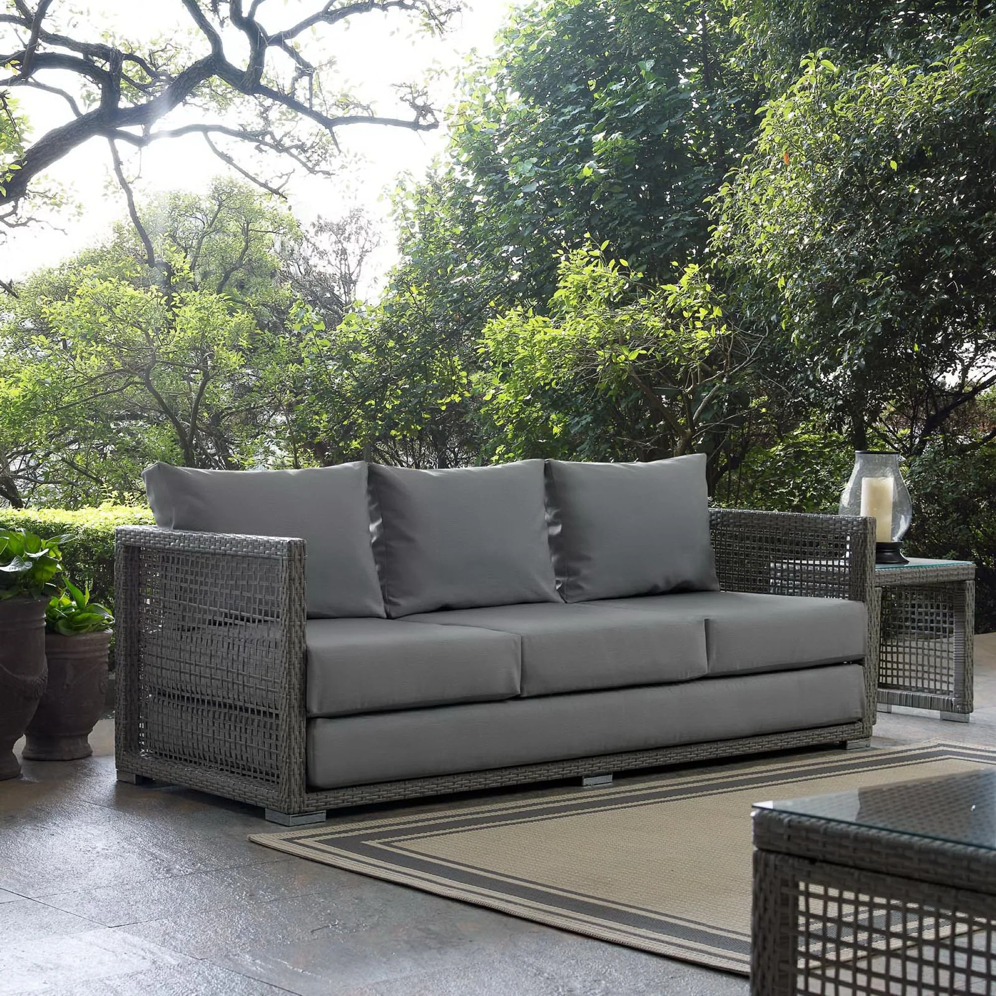 Aura Outdoor Patio Wicker Rattan Sofa by Modway - Image 9