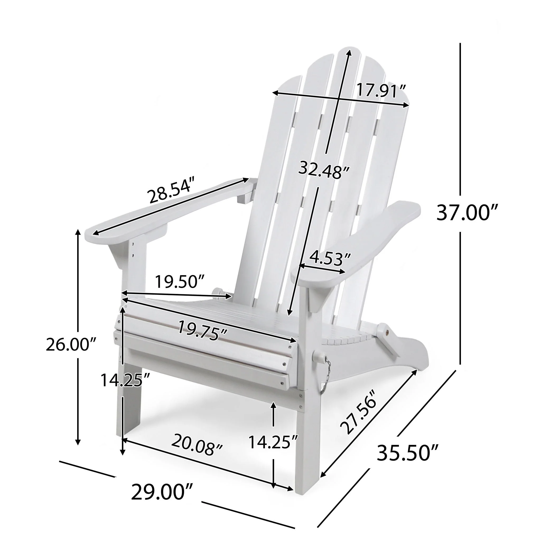 Aurascape - Outdoor Acacia Wood Foldable Adirondack Chair - Image 3