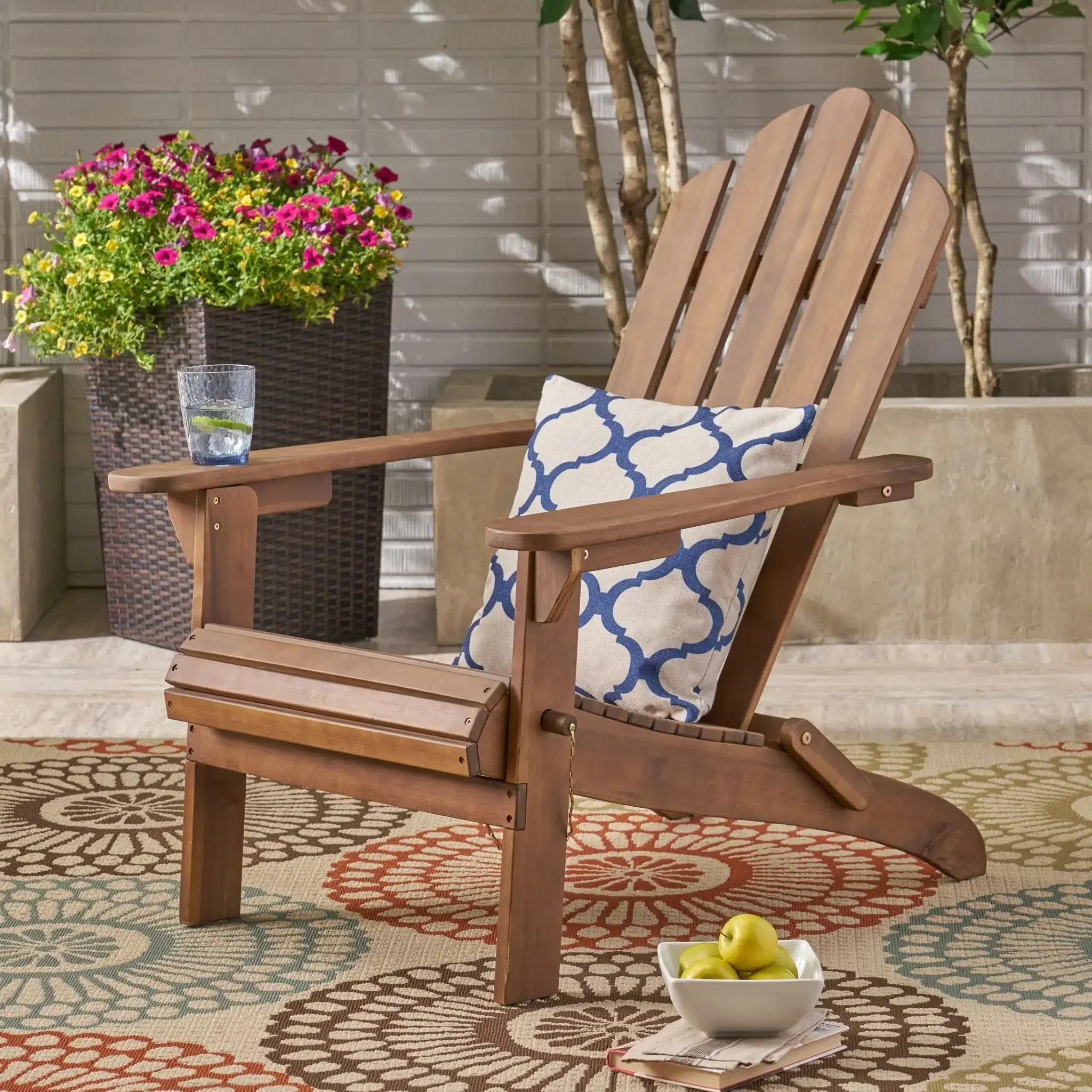 Aurascape - Outdoor Acacia Wood Foldable Adirondack Chair - Image 6