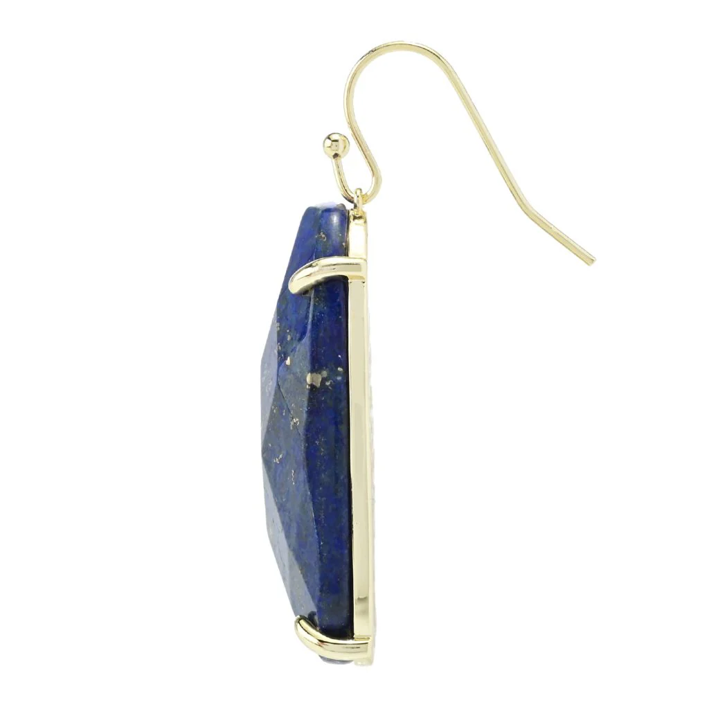 Aurelia 18K Gold Plated 32x21mm Fancy Shape Lapis Drop Earrings - Image 2