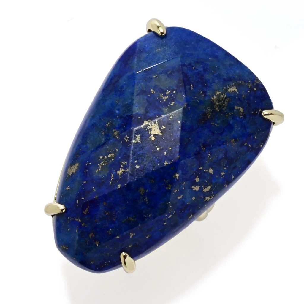 Aurelia 18K Gold Plated 32x21mm Fancy Shape Lapis Statement Ring - Image 4