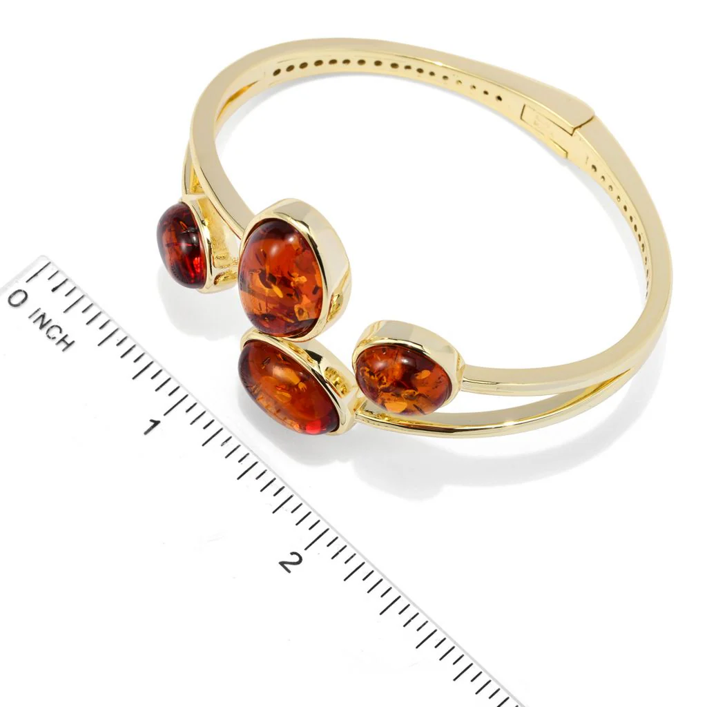 Aurelia 18K Gold Plated Amber Choice of Size Hinged Bangle Bracelet - Image 2