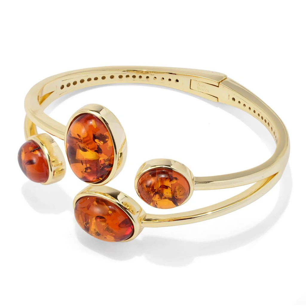 Aurelia 18K Gold Plated Amber Choice of Size Hinged Bangle Bracelet - Image 4