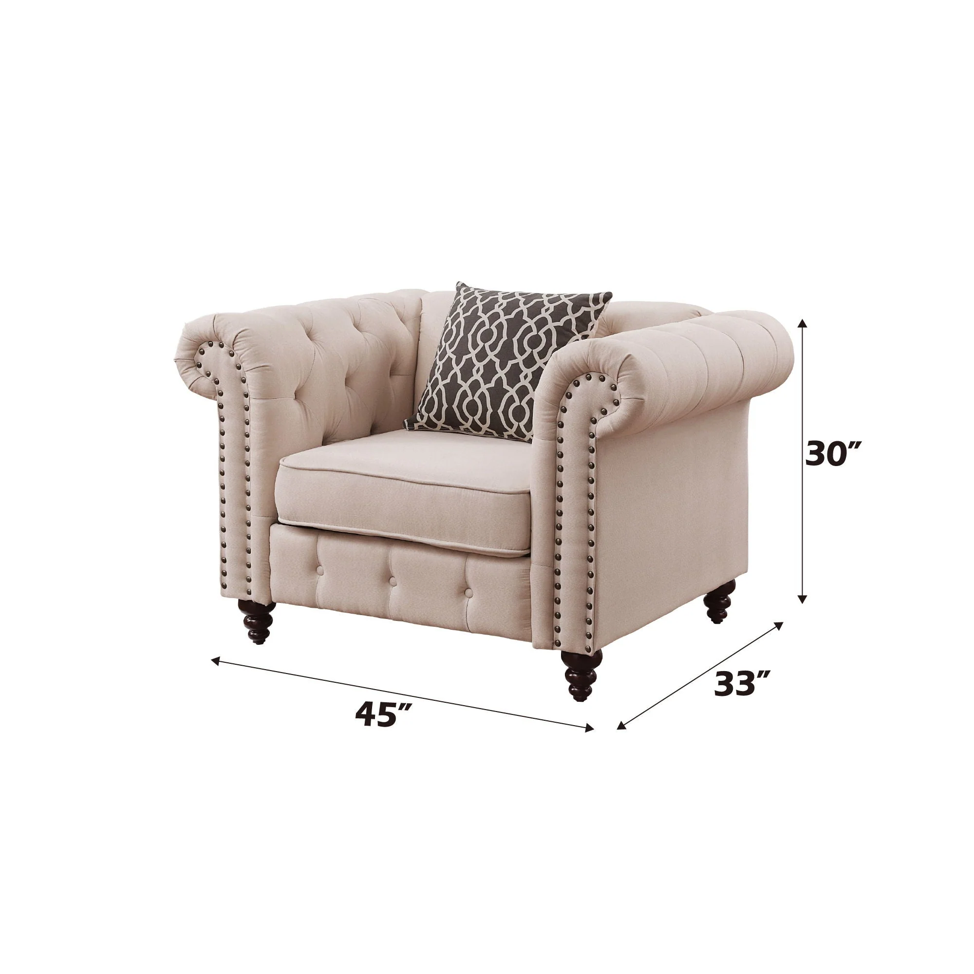 Aurelia - Linen Chair With Pillow - Beige - Image 3