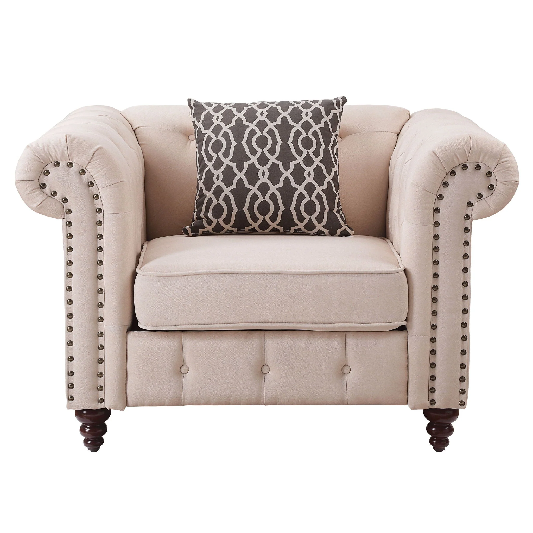 Aurelia - Linen Chair With Pillow - Beige - Image 4