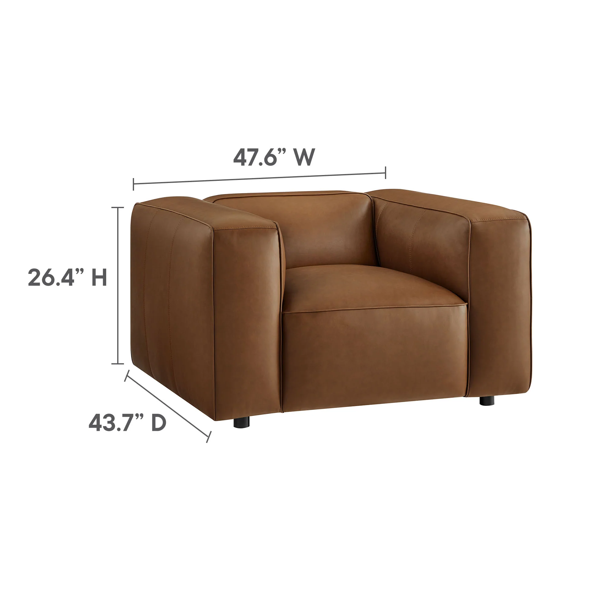Auren Upholstered Vegan Leather Modular Armchair by Modway - Image 2