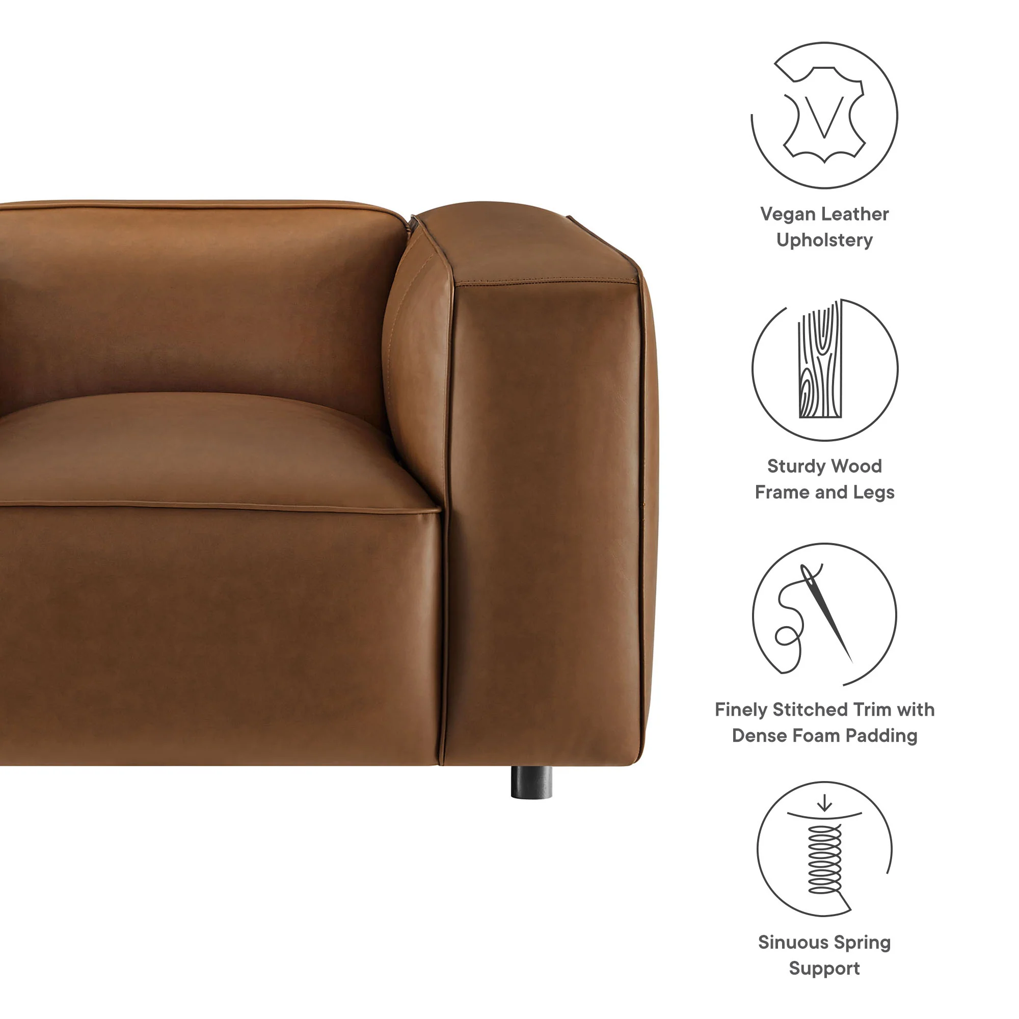 Auren Upholstered Vegan Leather Modular Armchair by Modway - Image 3