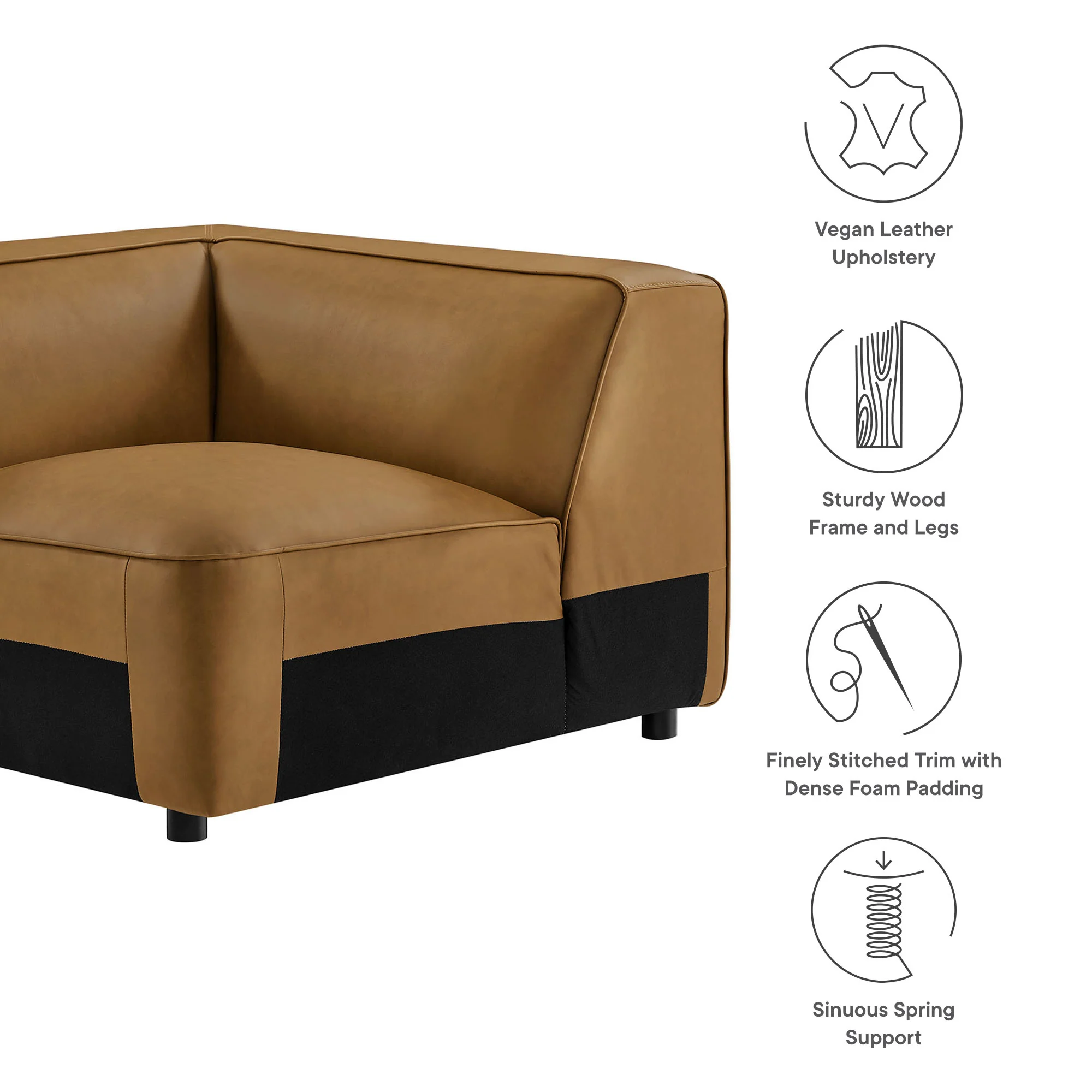 Auren Upholstered Vegan Leather Modular Corner Chair by Modway - Image 3