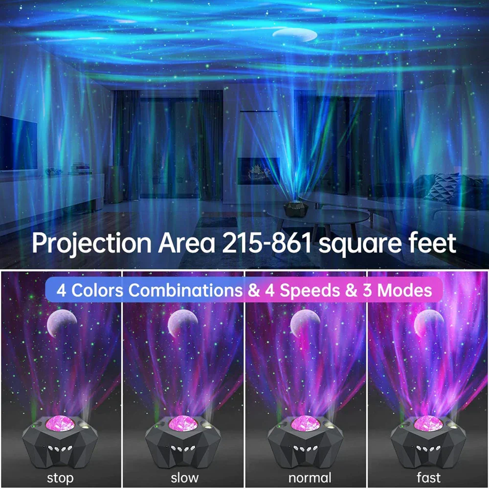 Aurora Galaxy Star Projector Lamp with Bluetooth Music Remote for Kids & Adults - Image 4