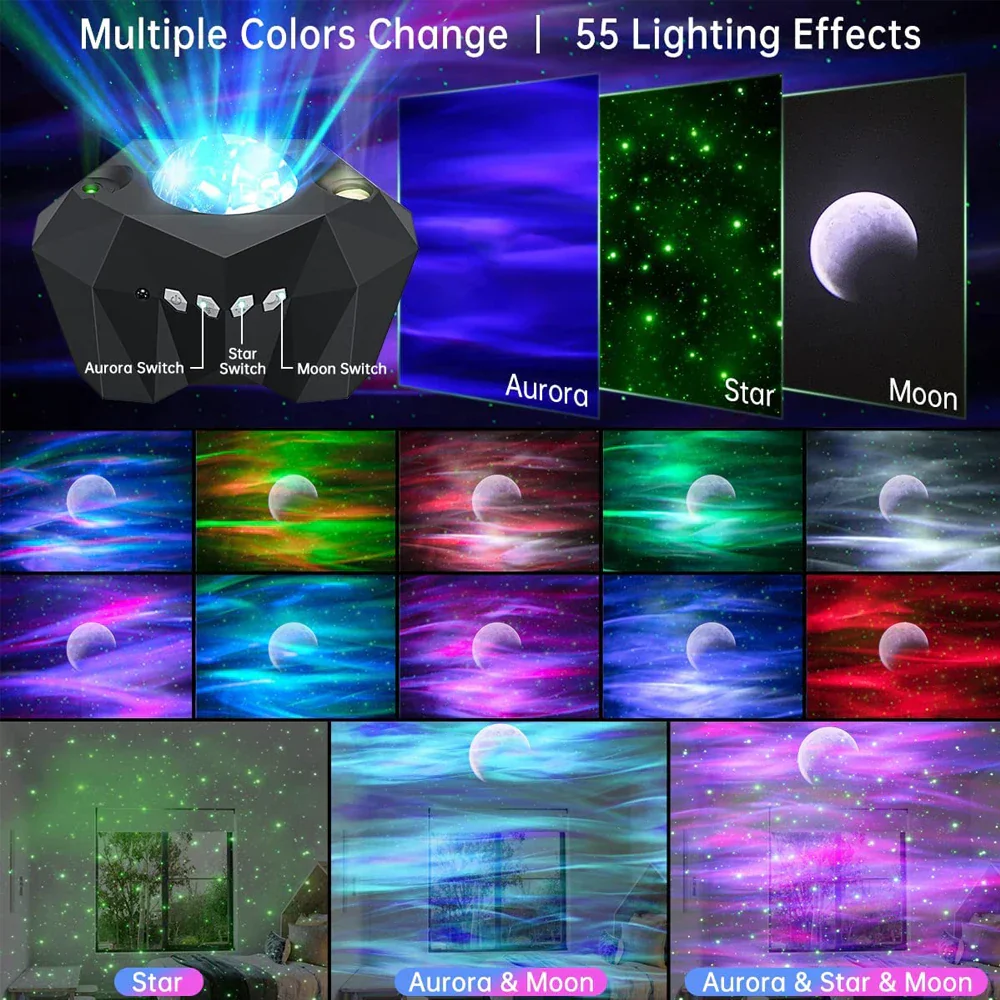 Aurora Galaxy Star Projector Lamp with Bluetooth Music Remote for Kids & Adults - Image 5