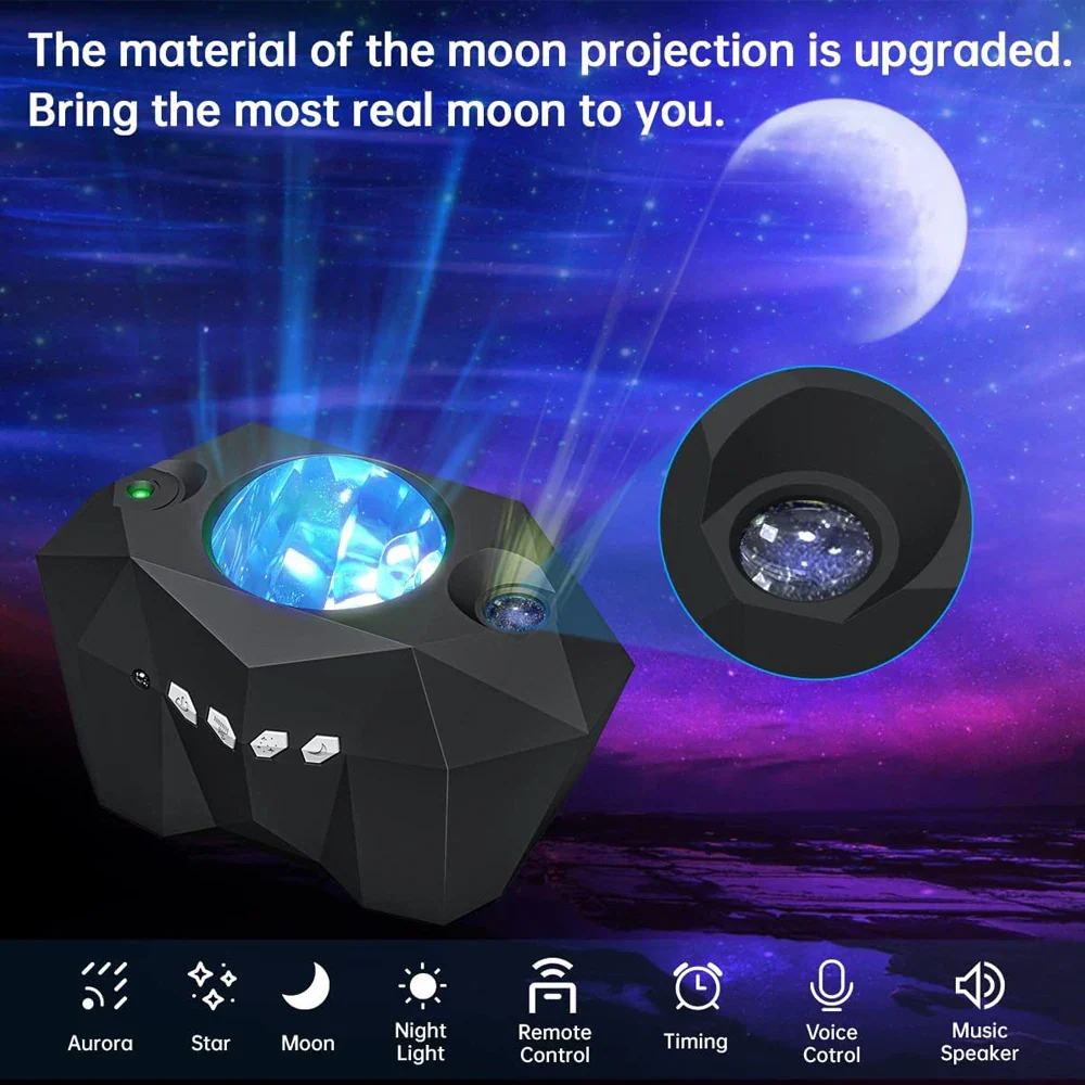 Aurora Galaxy Star Projector Lamp with Bluetooth Music Remote for Kids & Adults - Image 6