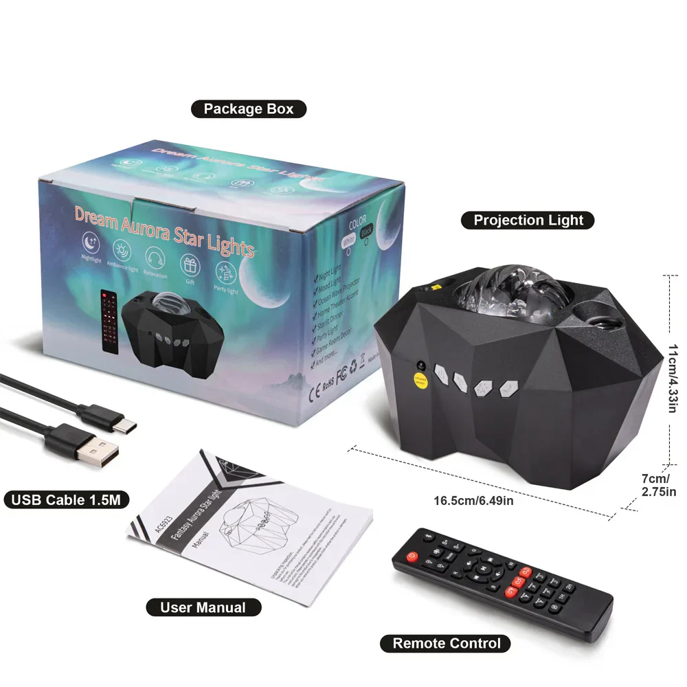 Aurora Galaxy Star Projector Lamp with Bluetooth Music Remote for Kids & Adults - Image 8