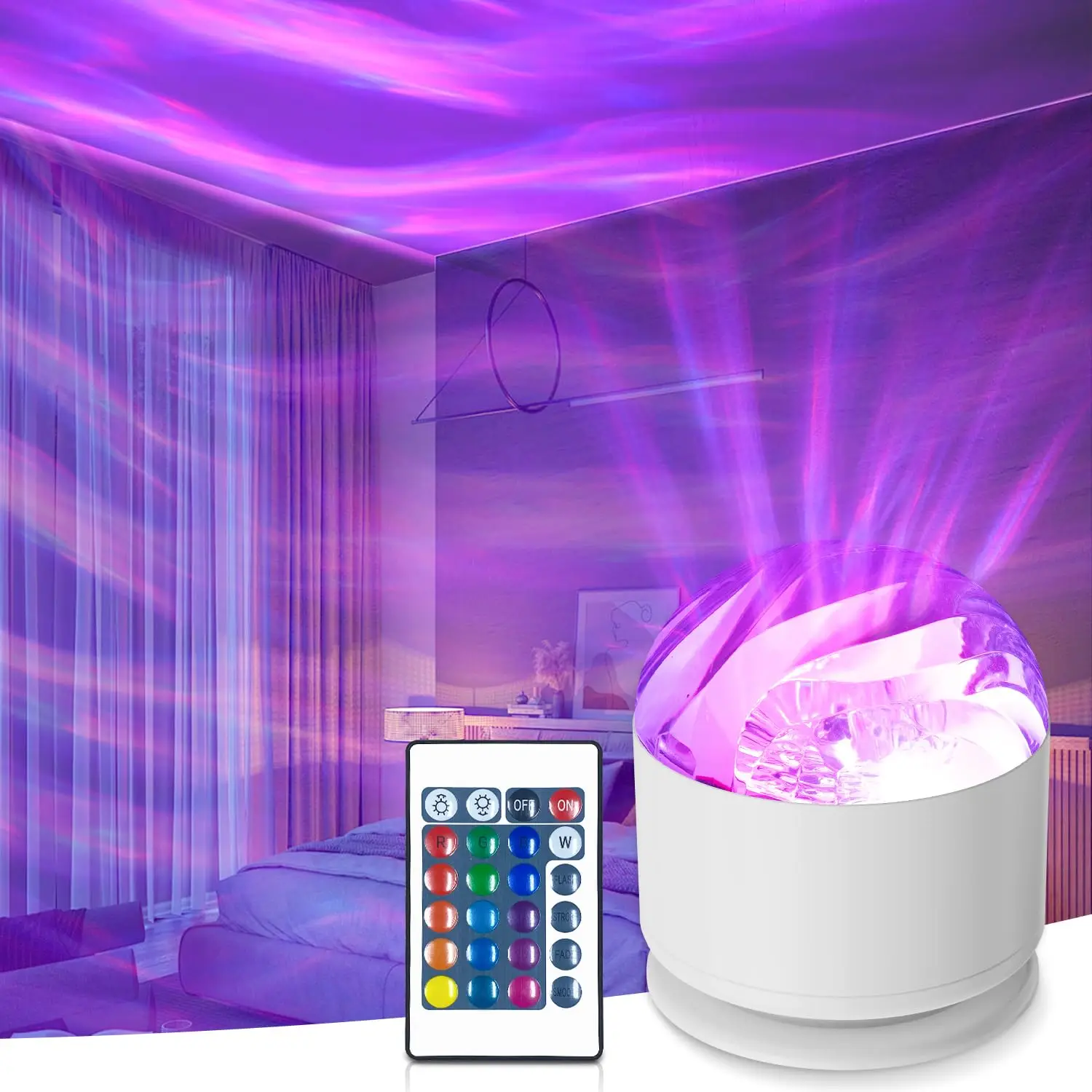 Aurora Projector Galaxy Night Light 16 Color 360 Rotating Water Ripple RGB USB Lamp - Image 2