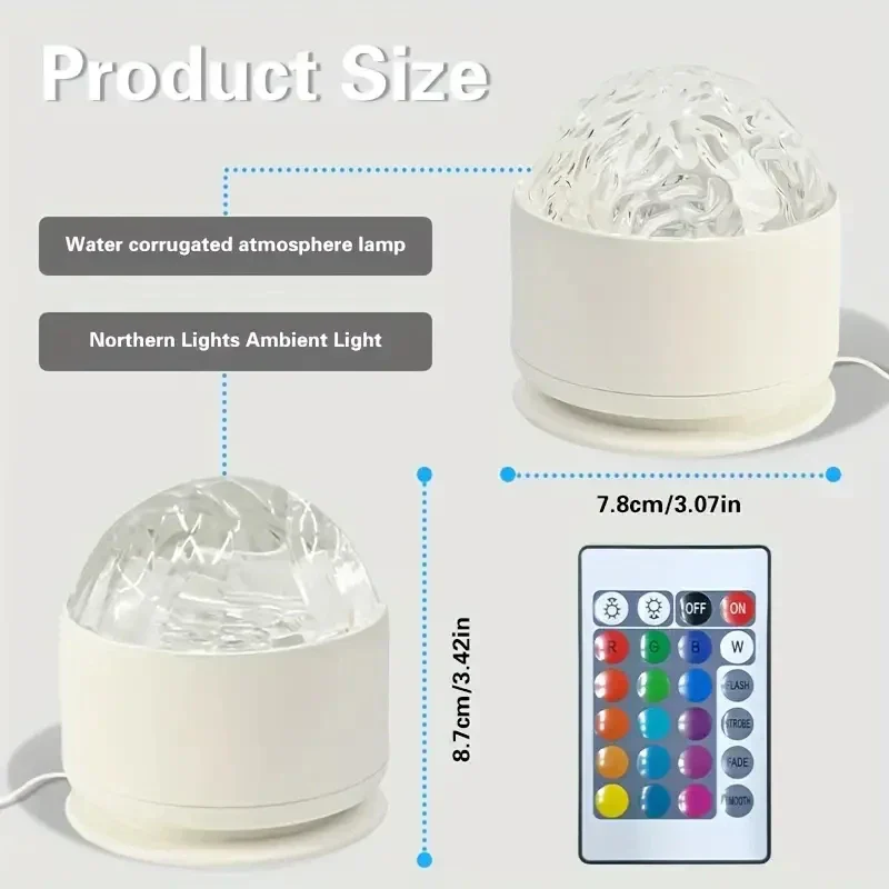 Aurora Projector Galaxy Night Light 16 Color 360 Rotating Water Ripple RGB USB Lamp - Image 3