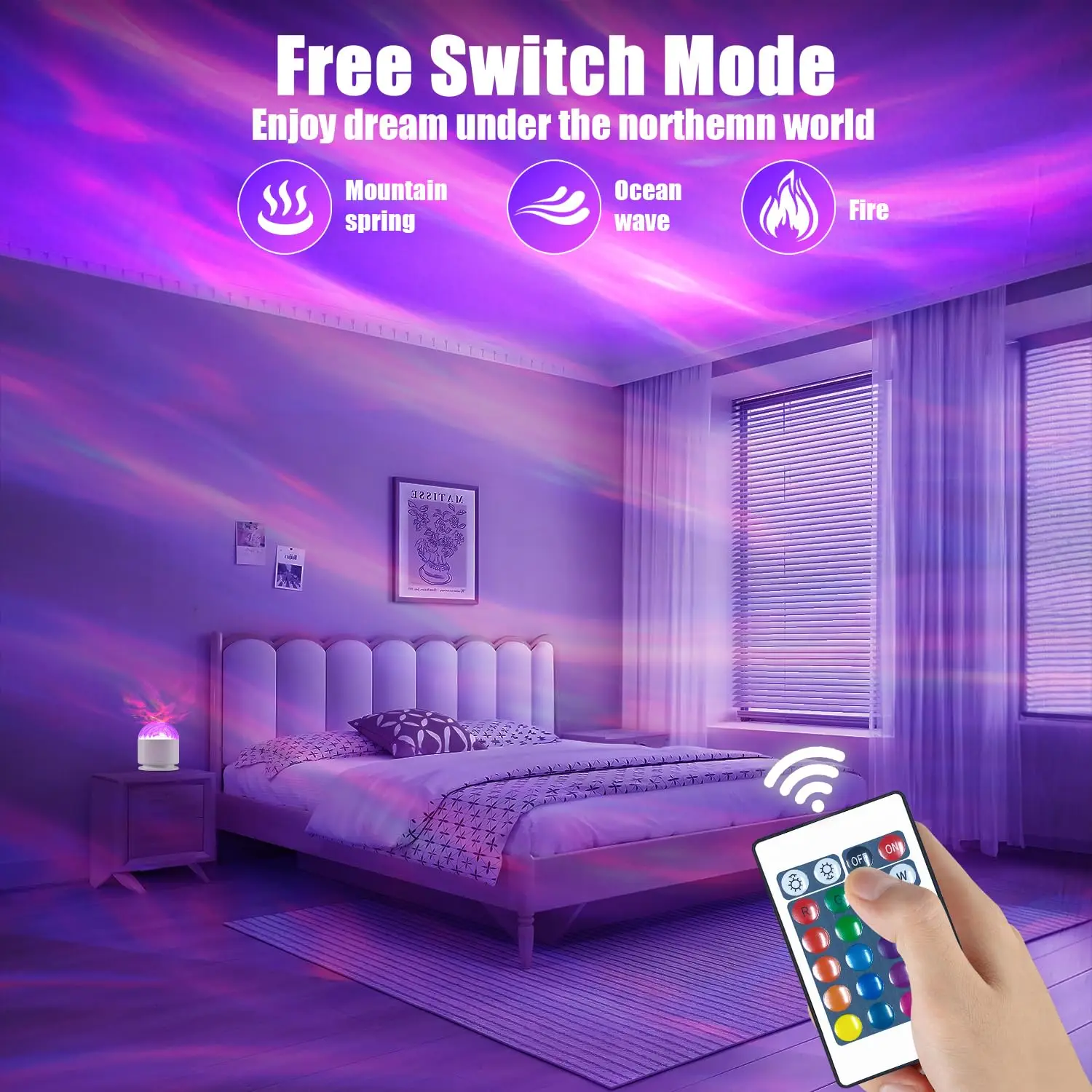 Aurora Projector Galaxy Night Light 16 Color 360 Rotating Water Ripple RGB USB Lamp - Image 6