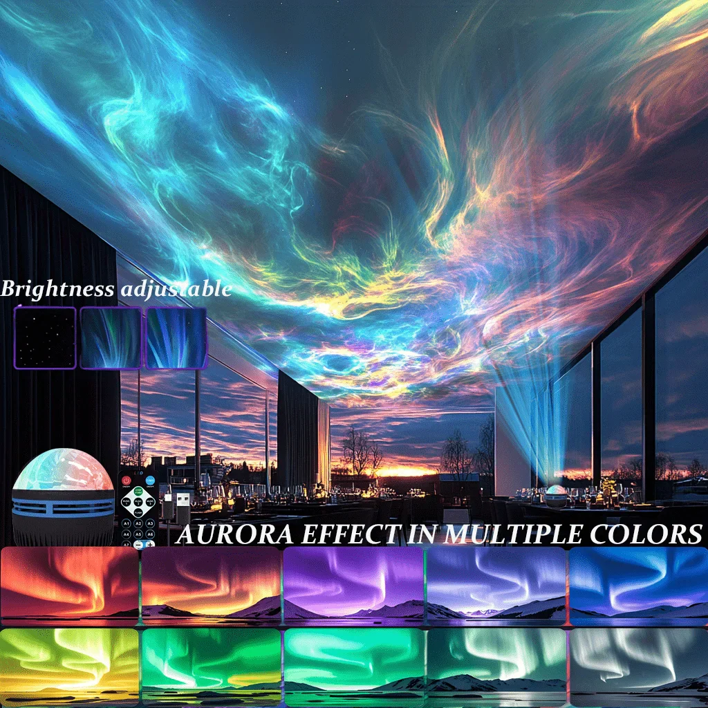 Aurora Starry Sky Projector LED Night Light 7 Color Remote USB Auto Rotate Lamp - Image 4