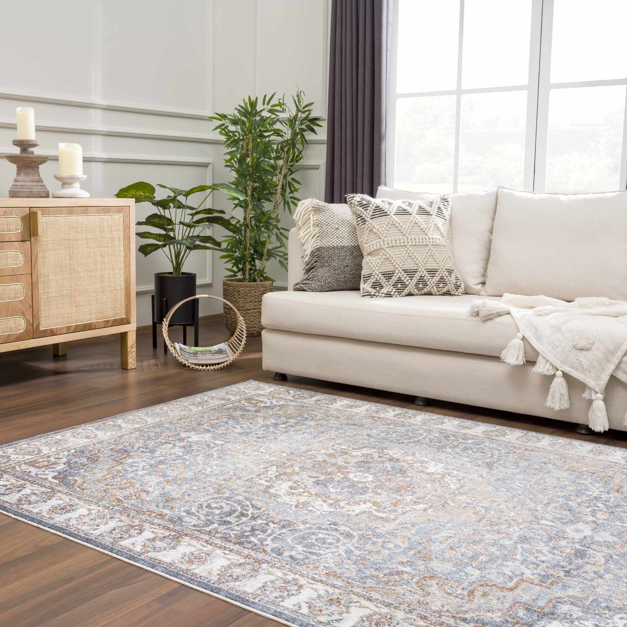 Aurum Blue & Beige Washable Area Rug - Clearance - Image 17
