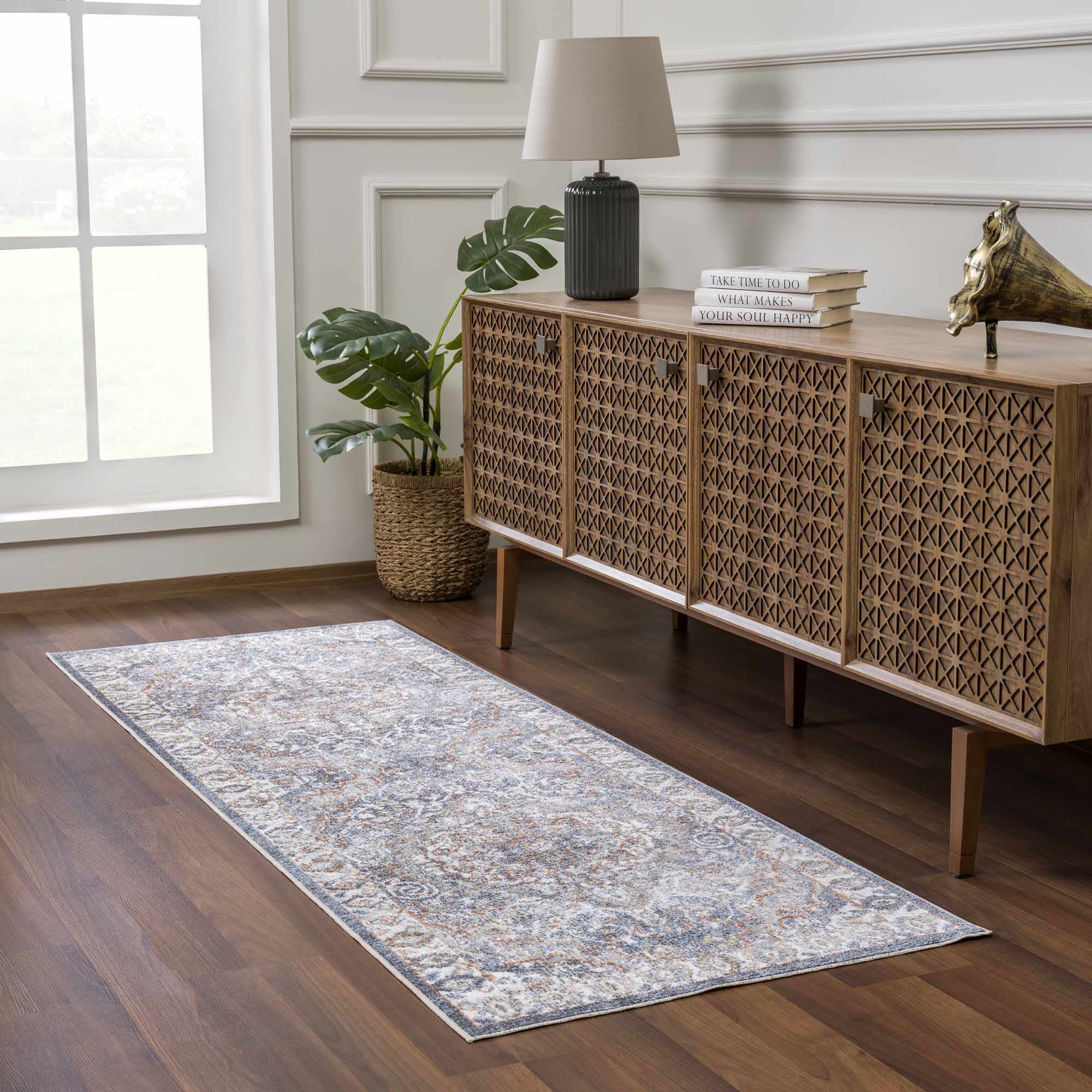 Aurum Blue & Beige Washable Area Rug - Clearance - Image 3