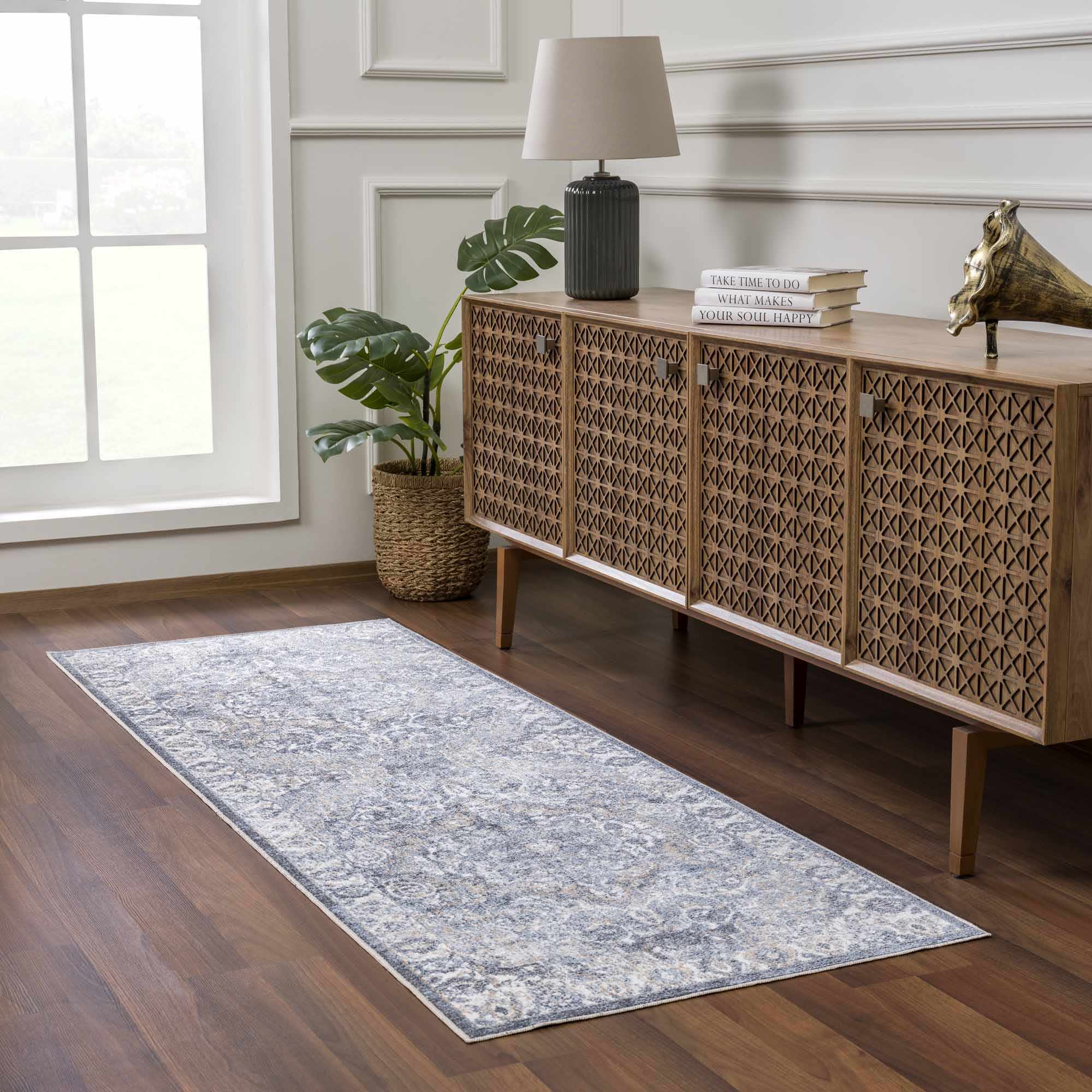 Aurum Blue Washable Area Rug - Clearance - Image 3