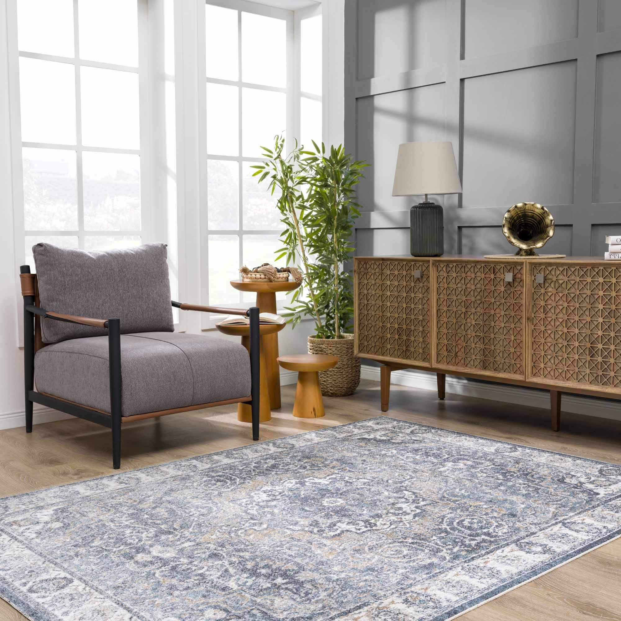 Aurum Blue Washable Area Rug - Clearance - Image 4